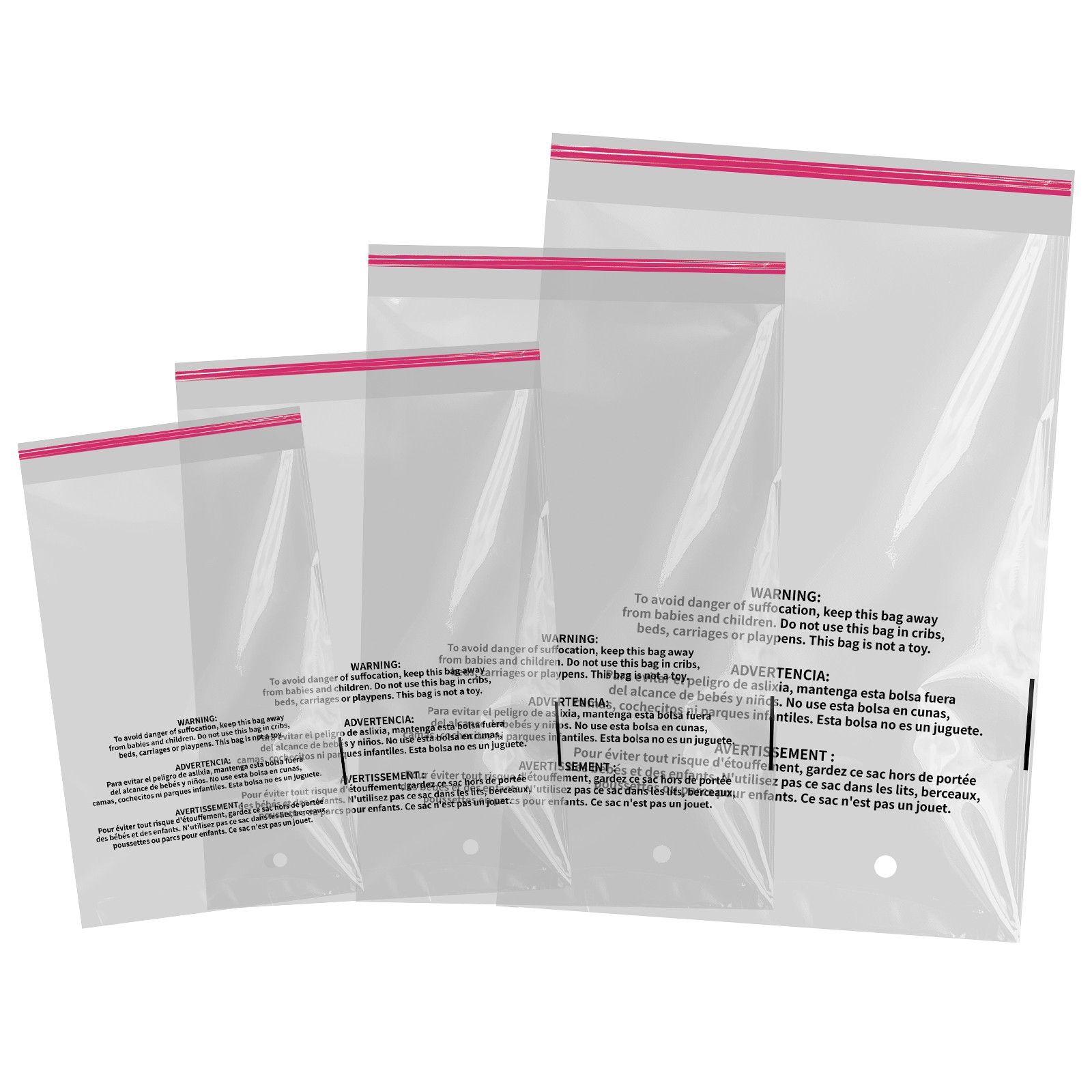 Poly Bags Resealable Suffocation Warning Clear Merchandise 1.5 mil Shirt Apparel