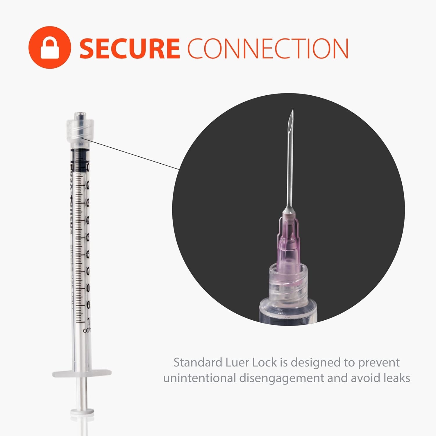 EasyTouch Luer-Lock Syringe Barrel, 1ML Syringe, Pack of 100 1 cc/ml