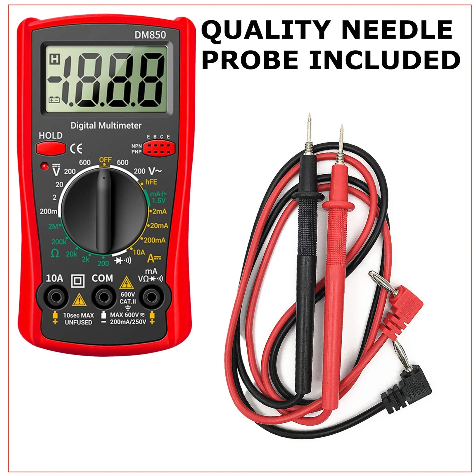 Multimeter + Test Leads for Fluke Meter Electrical Alligator Clip Probes 1000V