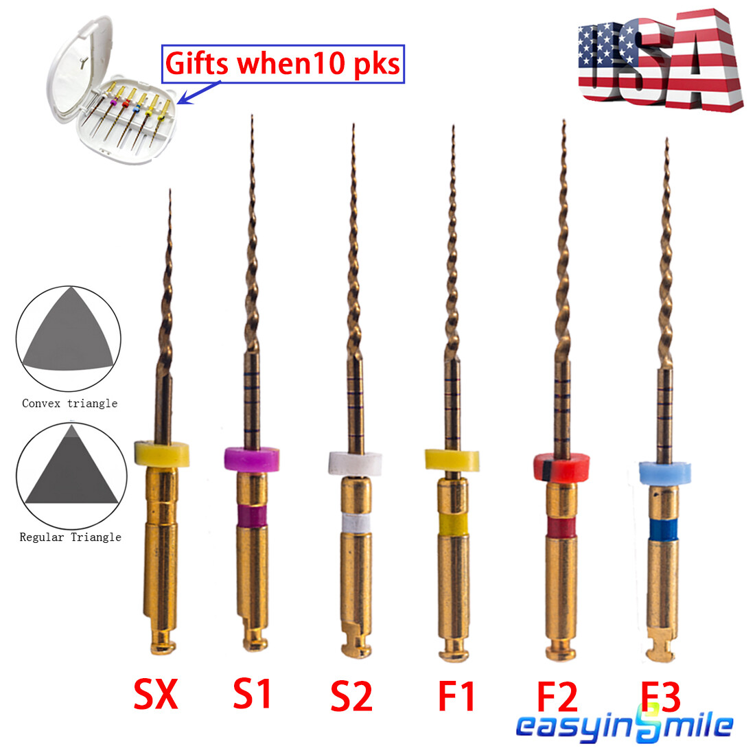 6Pcs Endodontic Dental endo files Rotary X-pro Gold root canal files 21/25/31MM