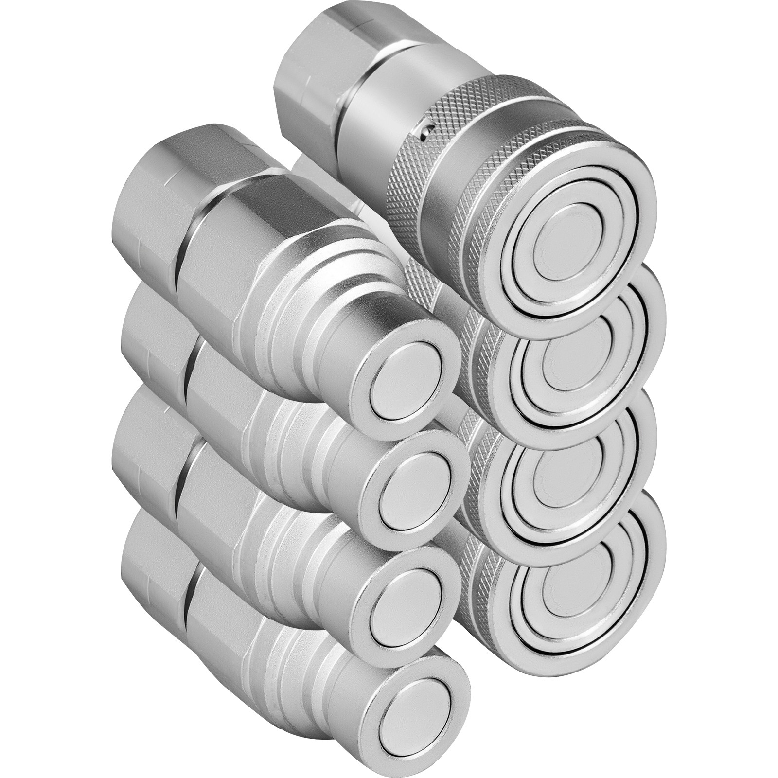 VEVOR 4 Sets 1/2″ Flat Face Hydraulic Coupler Quick Connect Skid Steer Bobcat