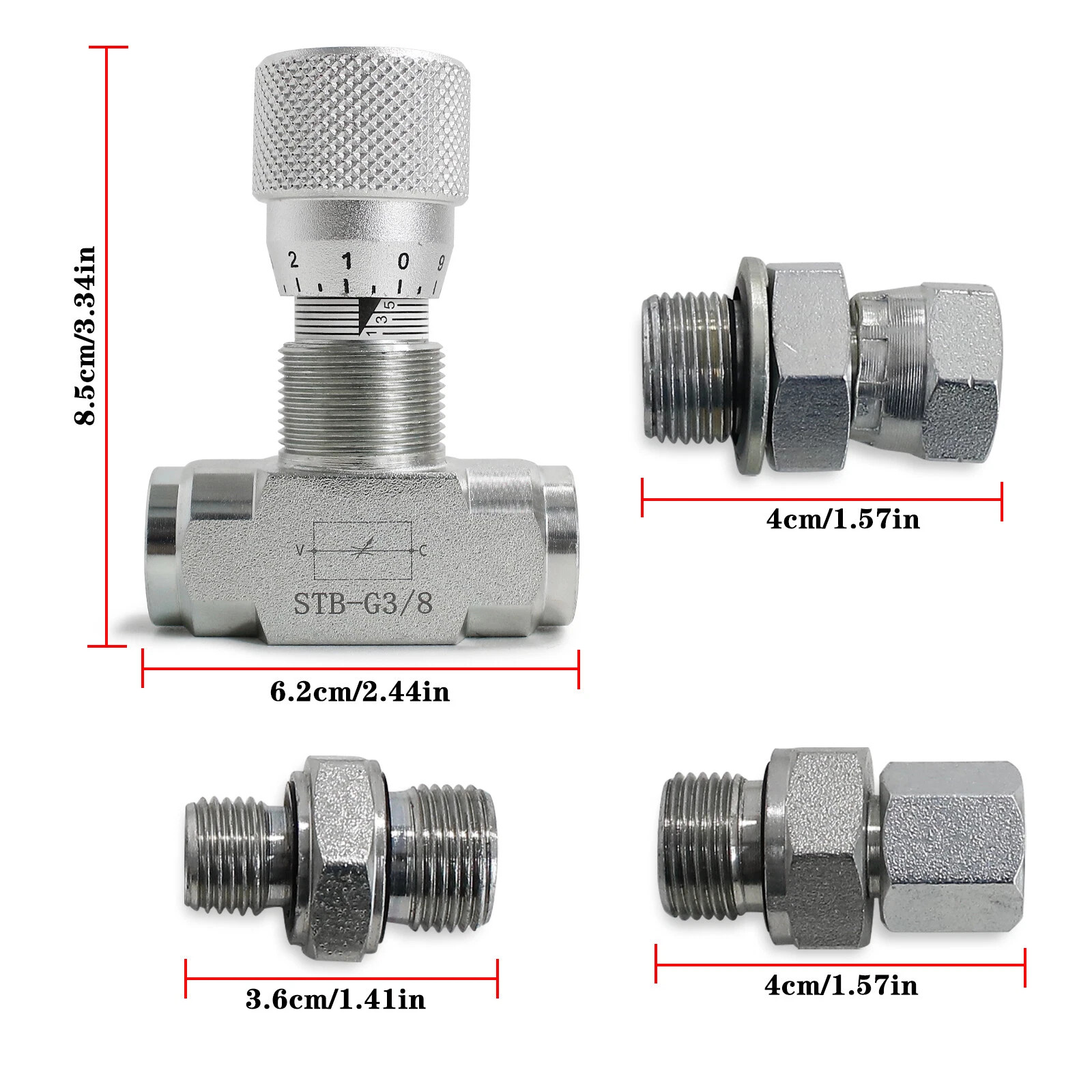 Hydraulic Flow Control Valve – STB-G3/8 – Mini Excavator – AGT – USA-3/8″ L08