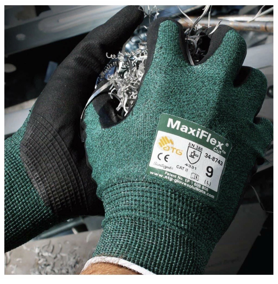 3-MaxiFlex 34-8743 Micro Foam Nitrile Coated ANSI A2 Cut Resistant Gloves size-9