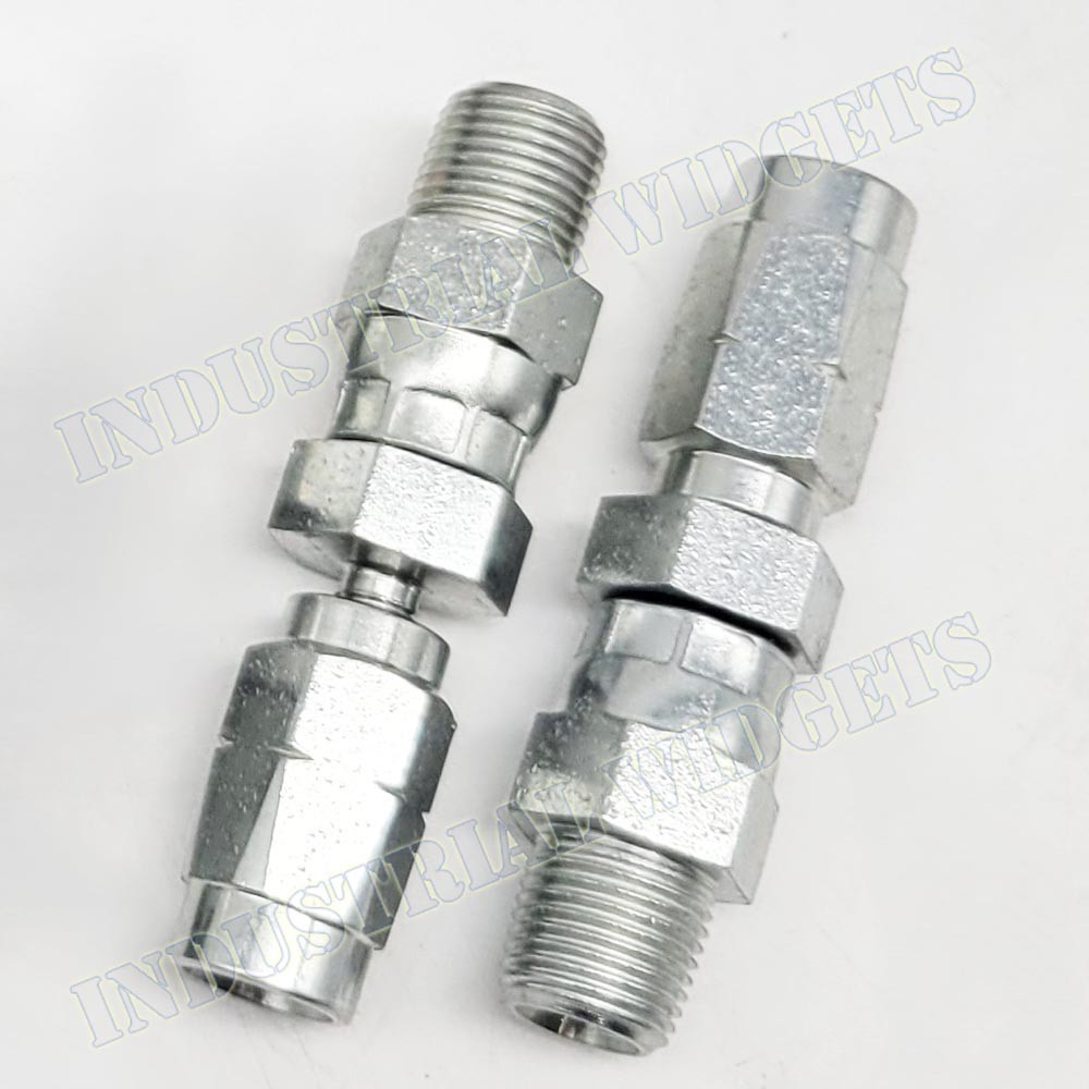 (2) Parker Field Attachable Fittings for HLB Hose 1/8″ NPT Male Swivel 213BU-2-2
