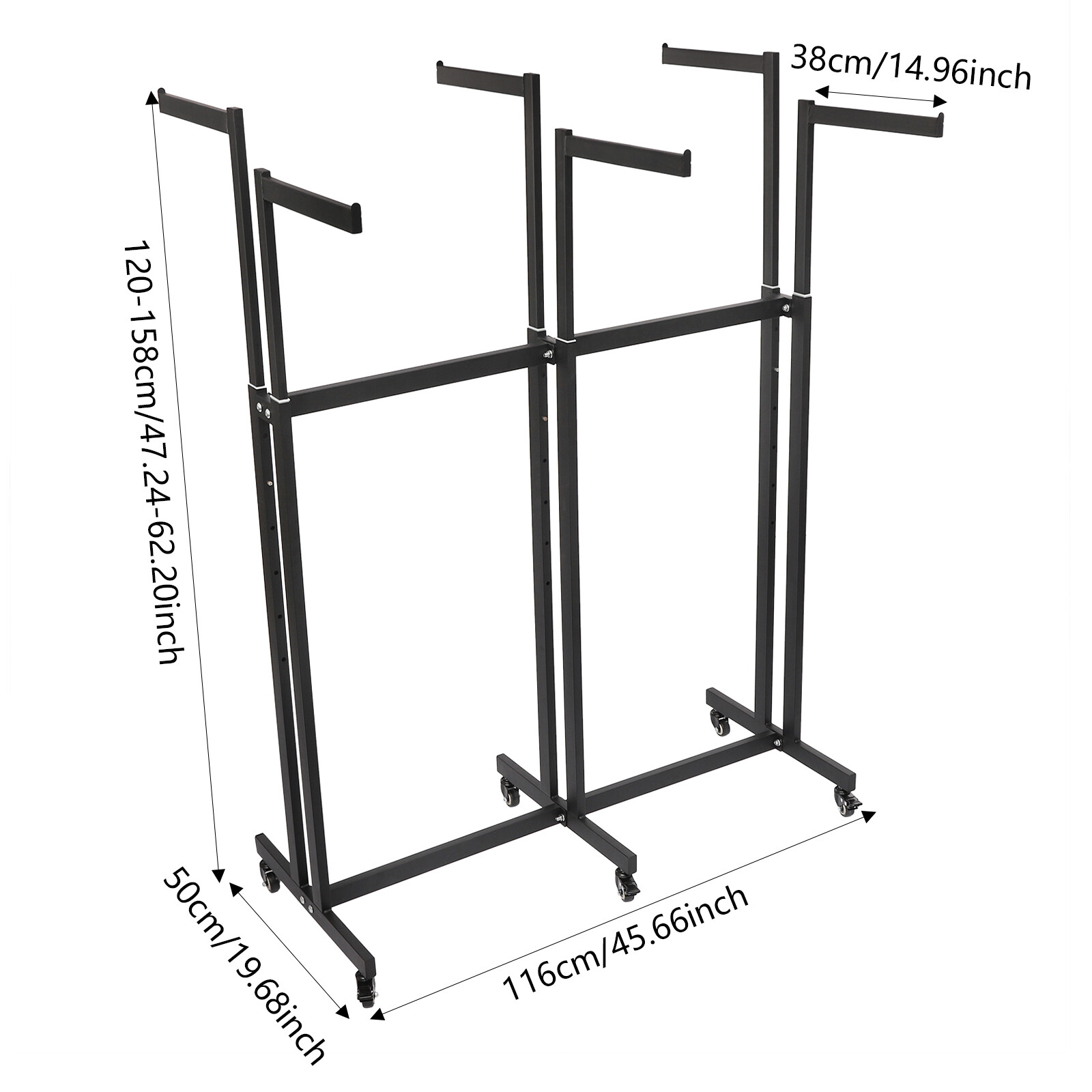 6 Arms Clothing Display Retail Rack Adjustable Floor Standing Metal Garment Rack