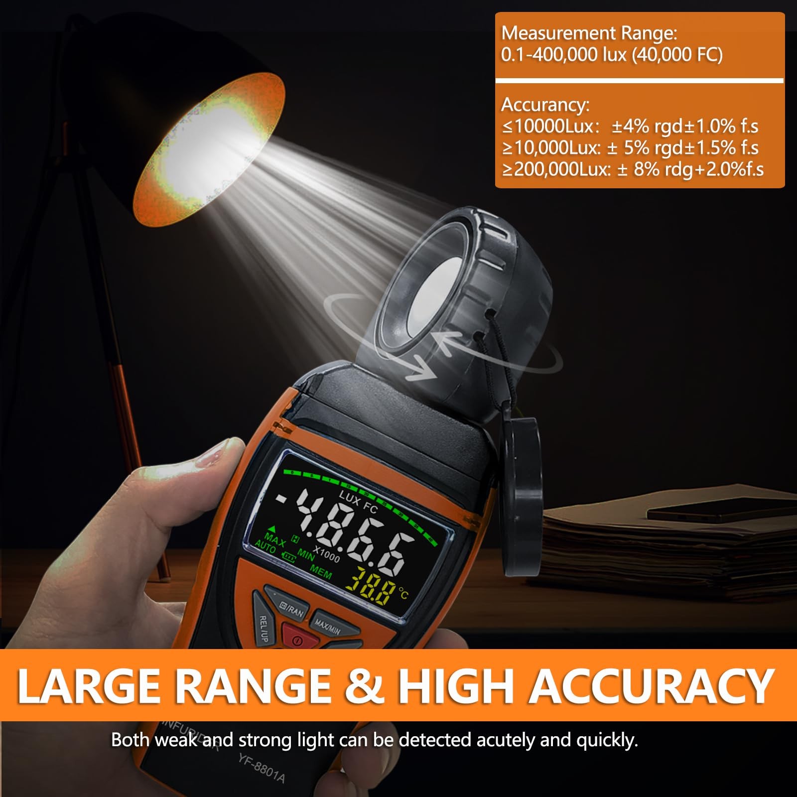 HOLDPEAK 8801A Digital Lux Light Meter 0.1400,000 Lux Illuminance Detector