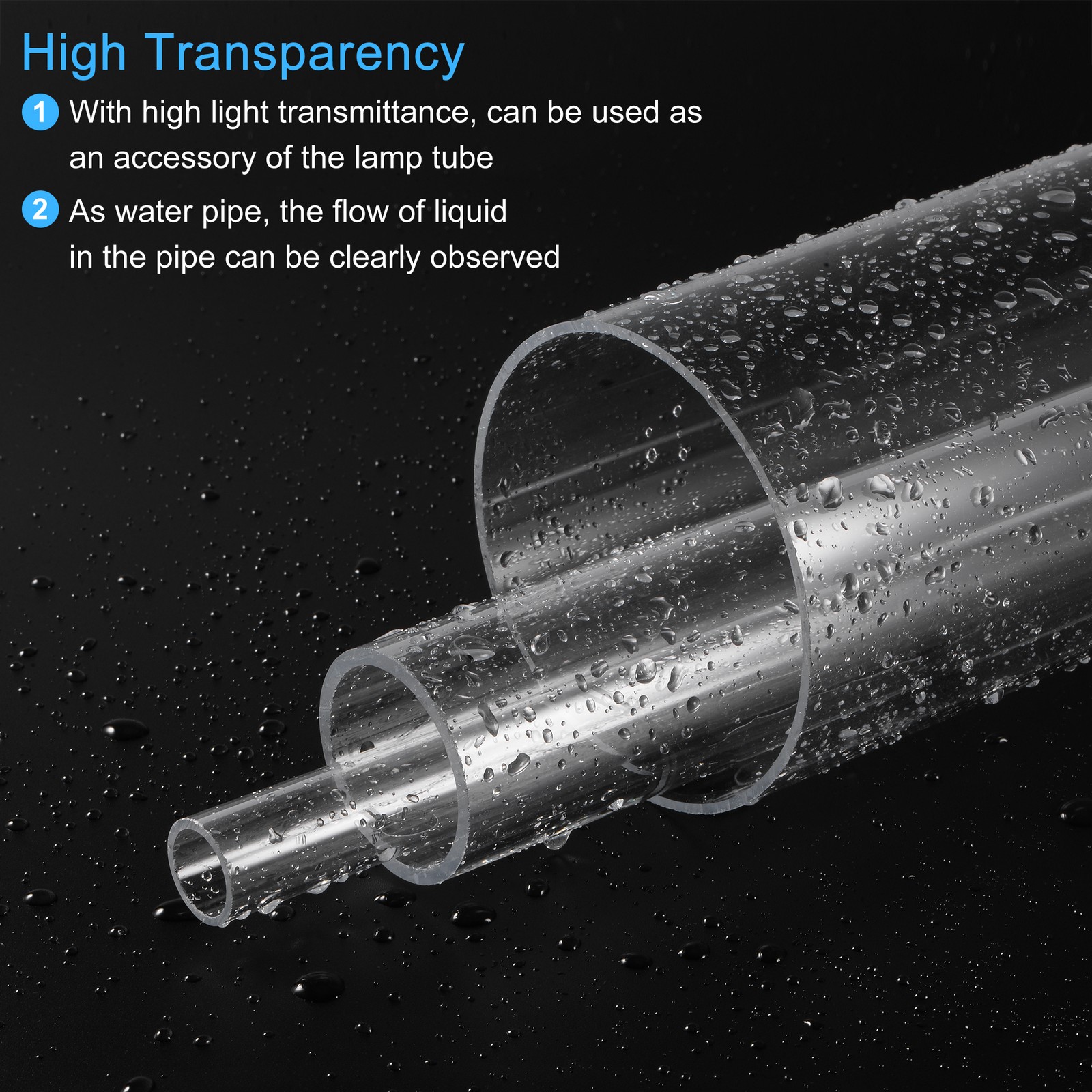 Clear Rigid Acrylic Pipe 31mm ID x 35mm OD x 305mm Round Tube