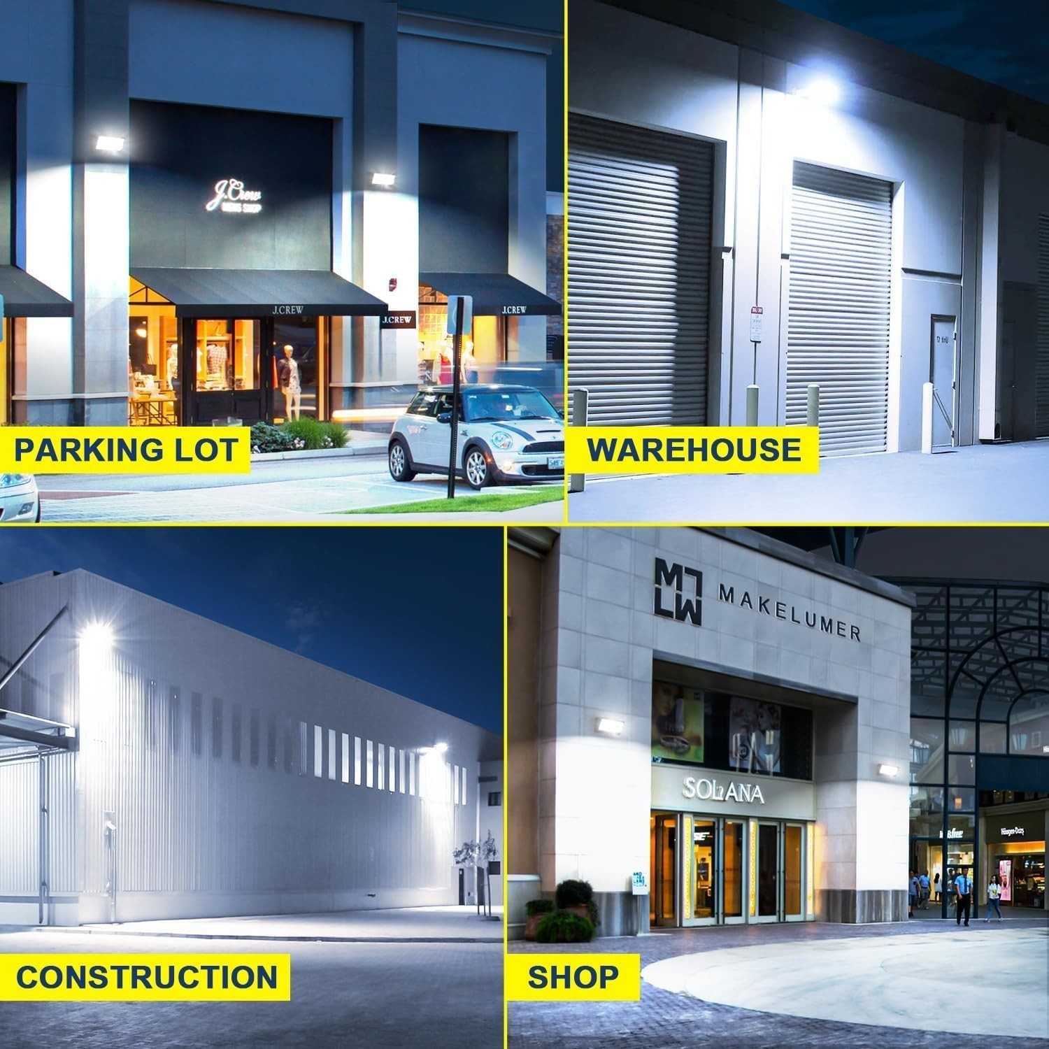 120W LED Wall 6Pack Light Security Warehouse Parking Lot Lights Commercial Grade