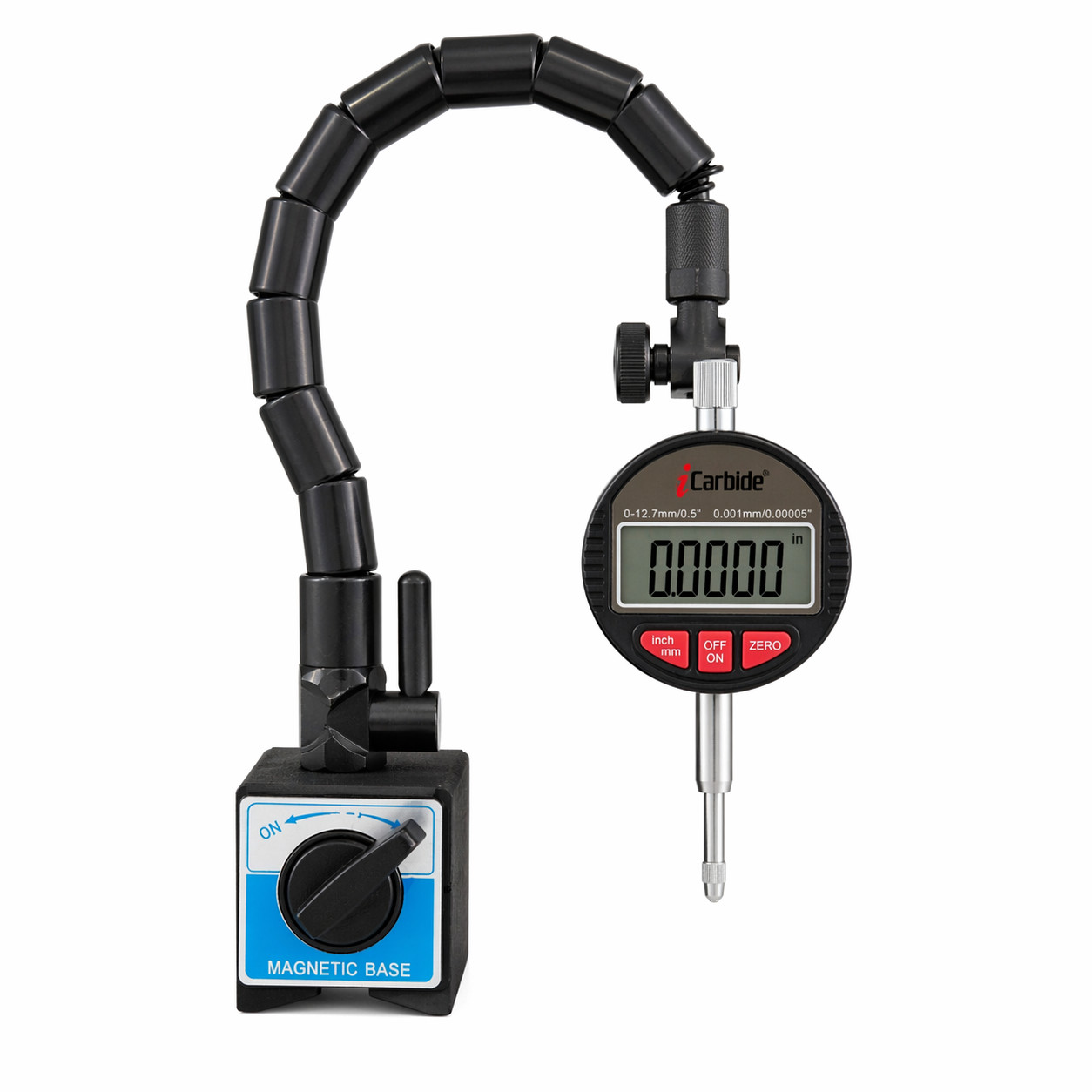 Digital Dial Indicator with Magnetic Base Holder 0-12.7mm (0-0.5″) Range 0.001mm