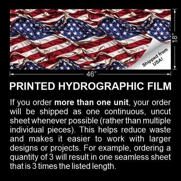 Satin US Flag – 18″x46″ Hydrographic Film Hydro Dipping