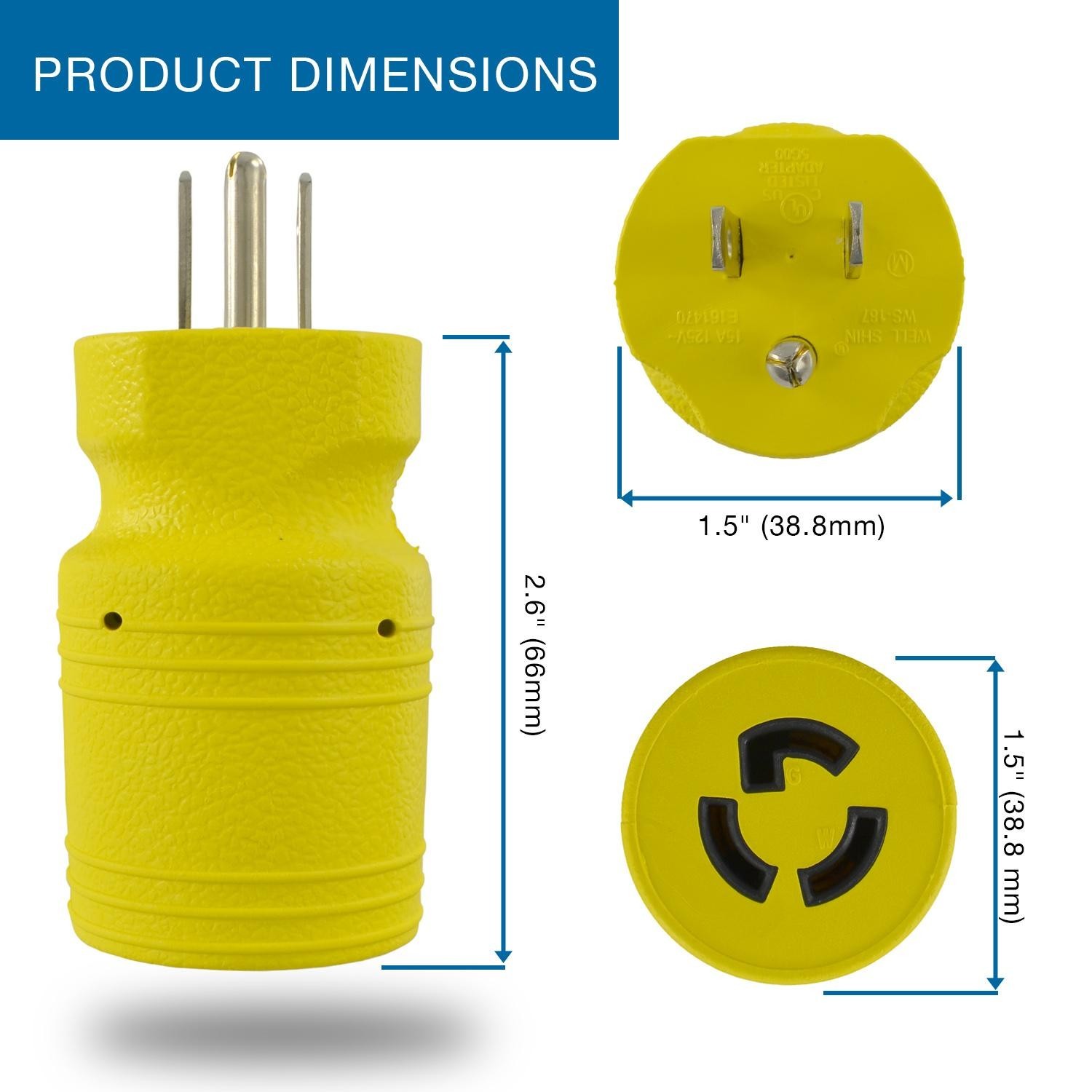 Conntek 30111-YW Plug Adapter NEMA 5-15P to L5-15R