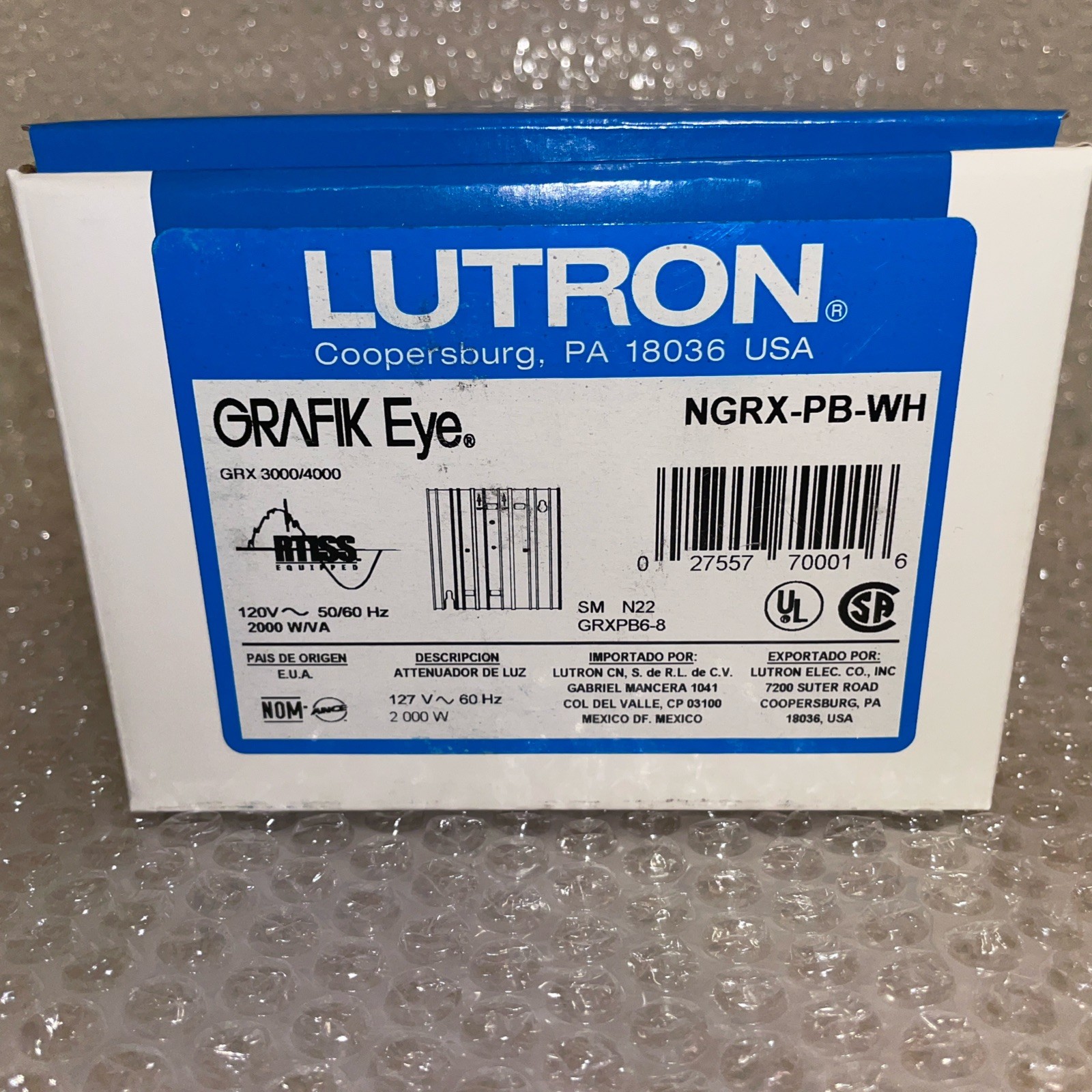 LUTRON GRAFIK EYE NGRX-PB-WH Power Booster 3000 Series Control Unit NEW