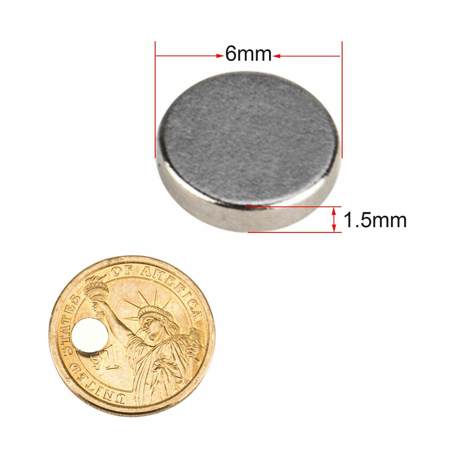 Lot 100 200 500 Rare Earth Neodymium Disc Magnets 6 x 1.5mm (1/4 x 1/16 inch)