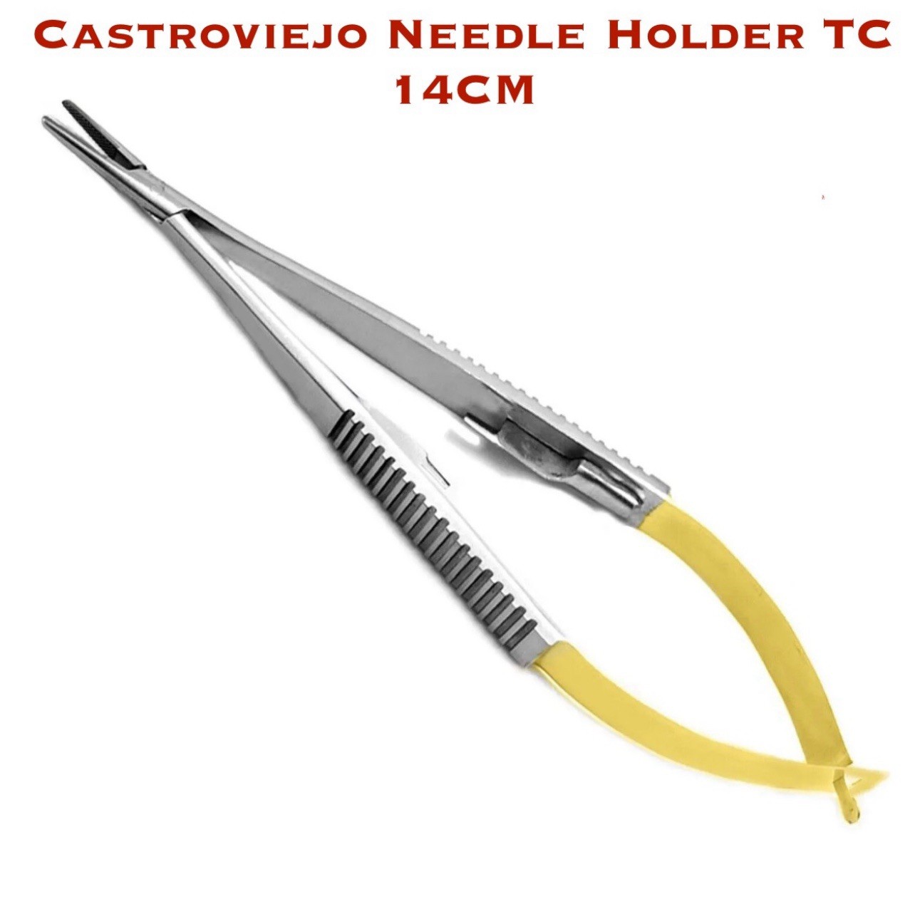 TC Castroviejo Needle Holder 14cm Straight Long Ophthalmic Suture Forceps Dental