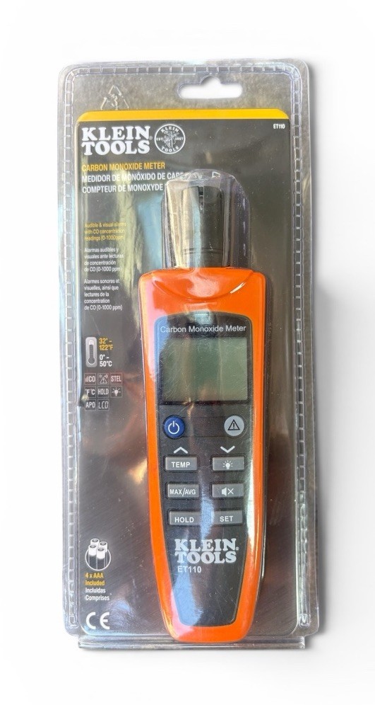 Klein Tools ET110 Carbon Monoxide Meter CO Detector w/ Pouch & Batteries New