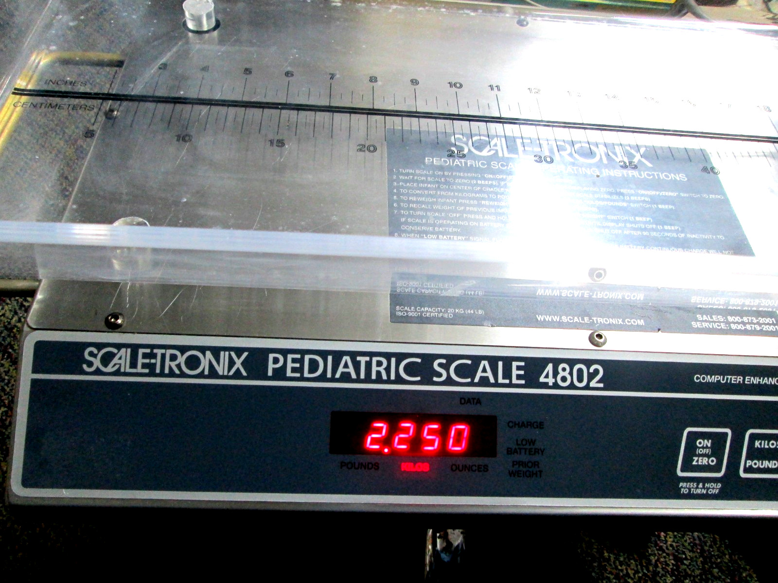 SCALE-TRONIX 4802 PEDIATRIC SCALE WITH TRAY – NO CART