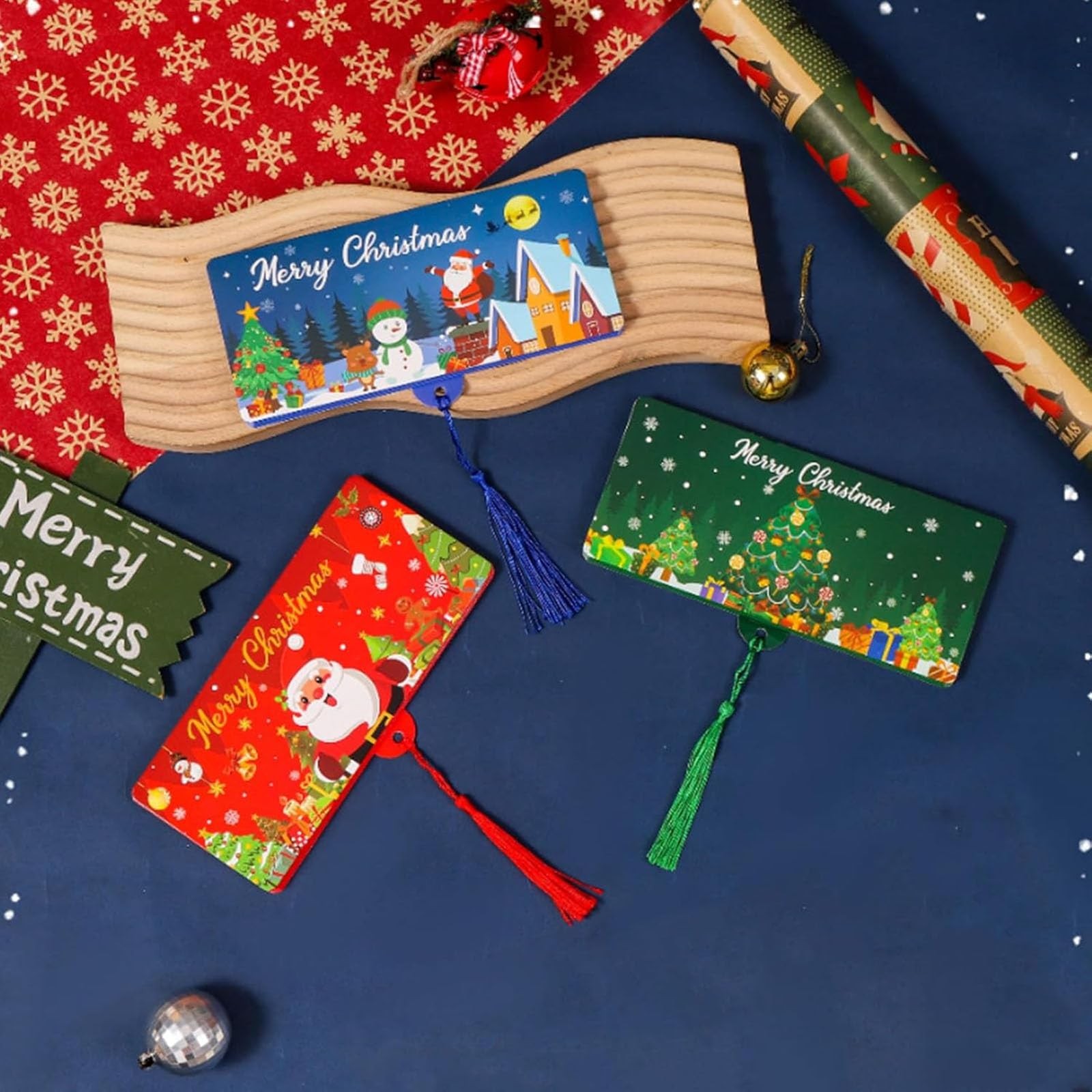 3PCS Christmas Cash Gift Envelope, 2026 New 6.69″ x 28.35″, Green+Red+Blue