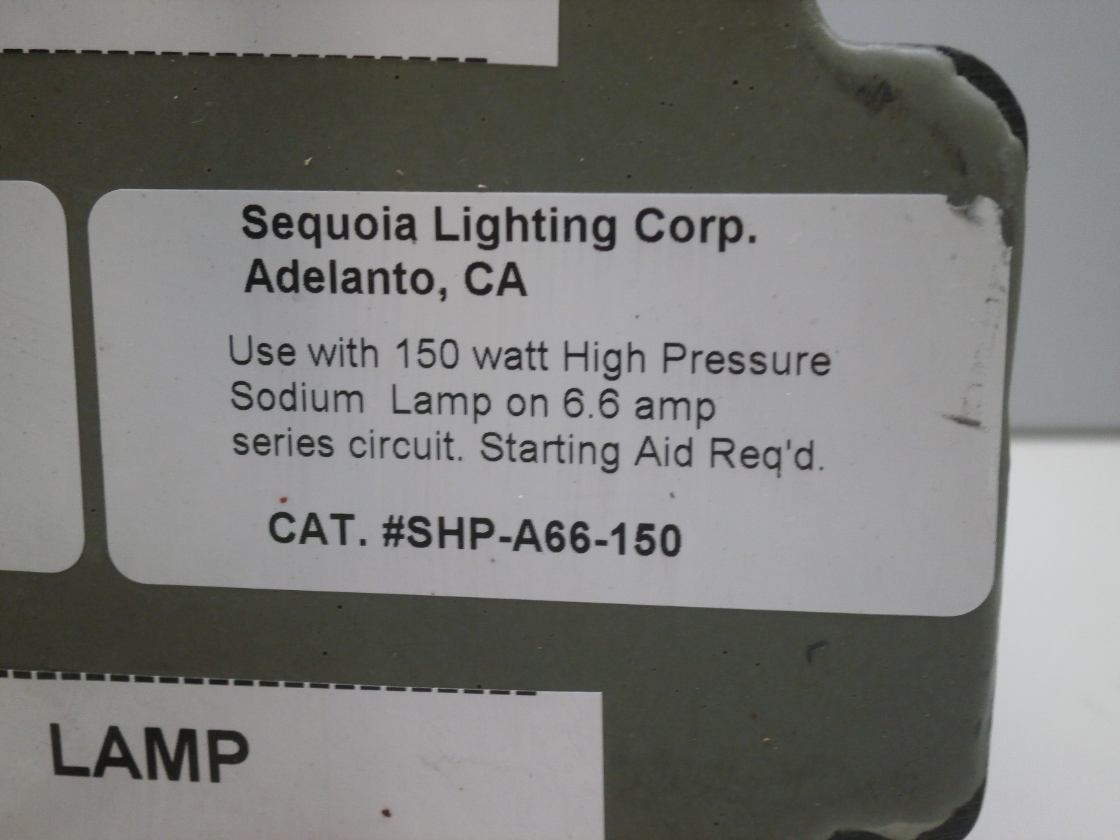 Sequoia SHP-A66-150RG Encapsulated 150-Watt High Pressure Sodium Ballast 6.6A