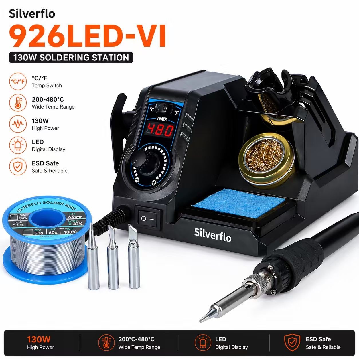 130W Soldering Station Quick Heat Adjustable Temp Welding Kit PCB DIY SMD Rework