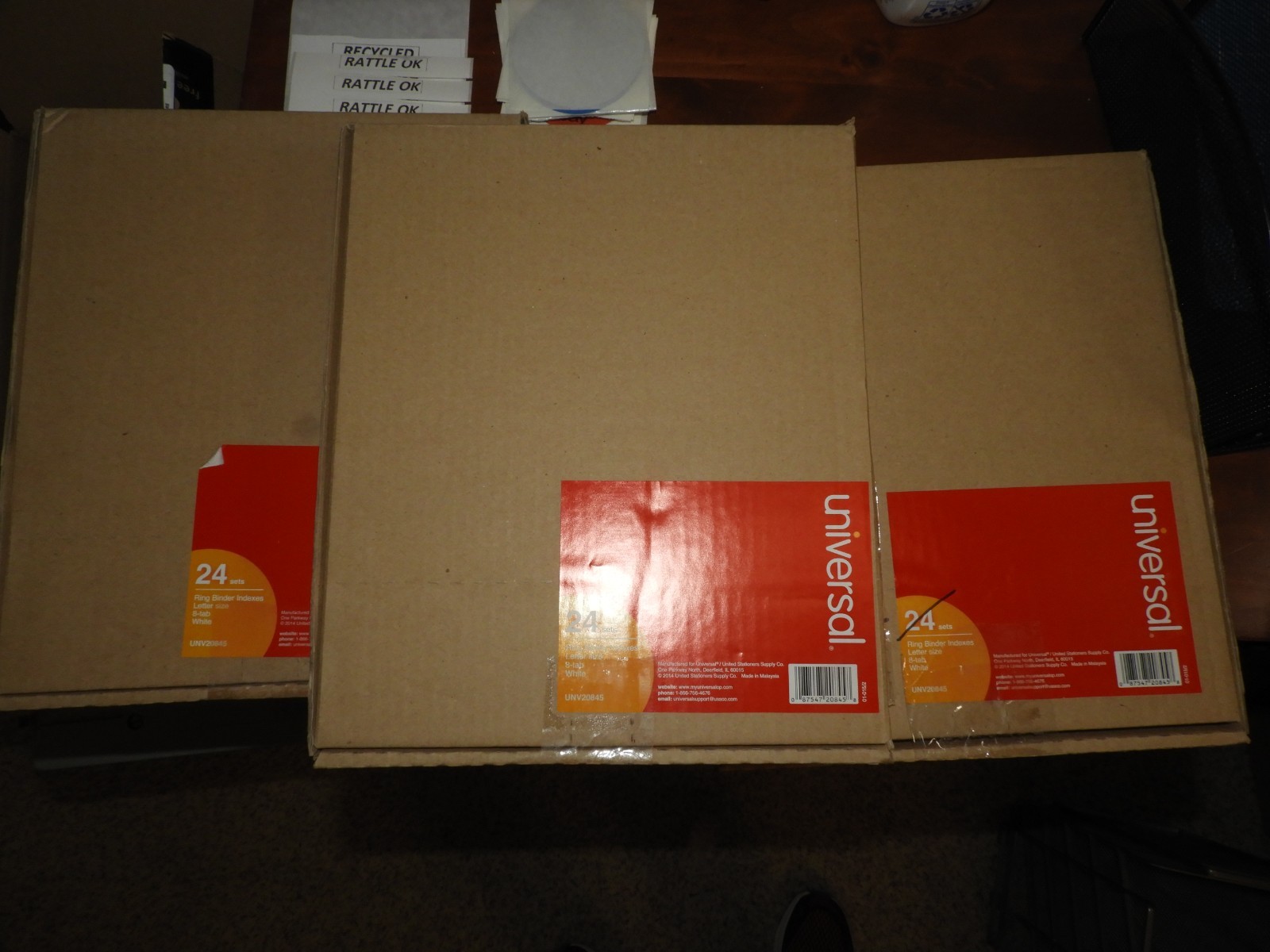 60 sets, Universal 3 Ring Binder 8-Tab Indexes, Letter, White, NEW in boxes
