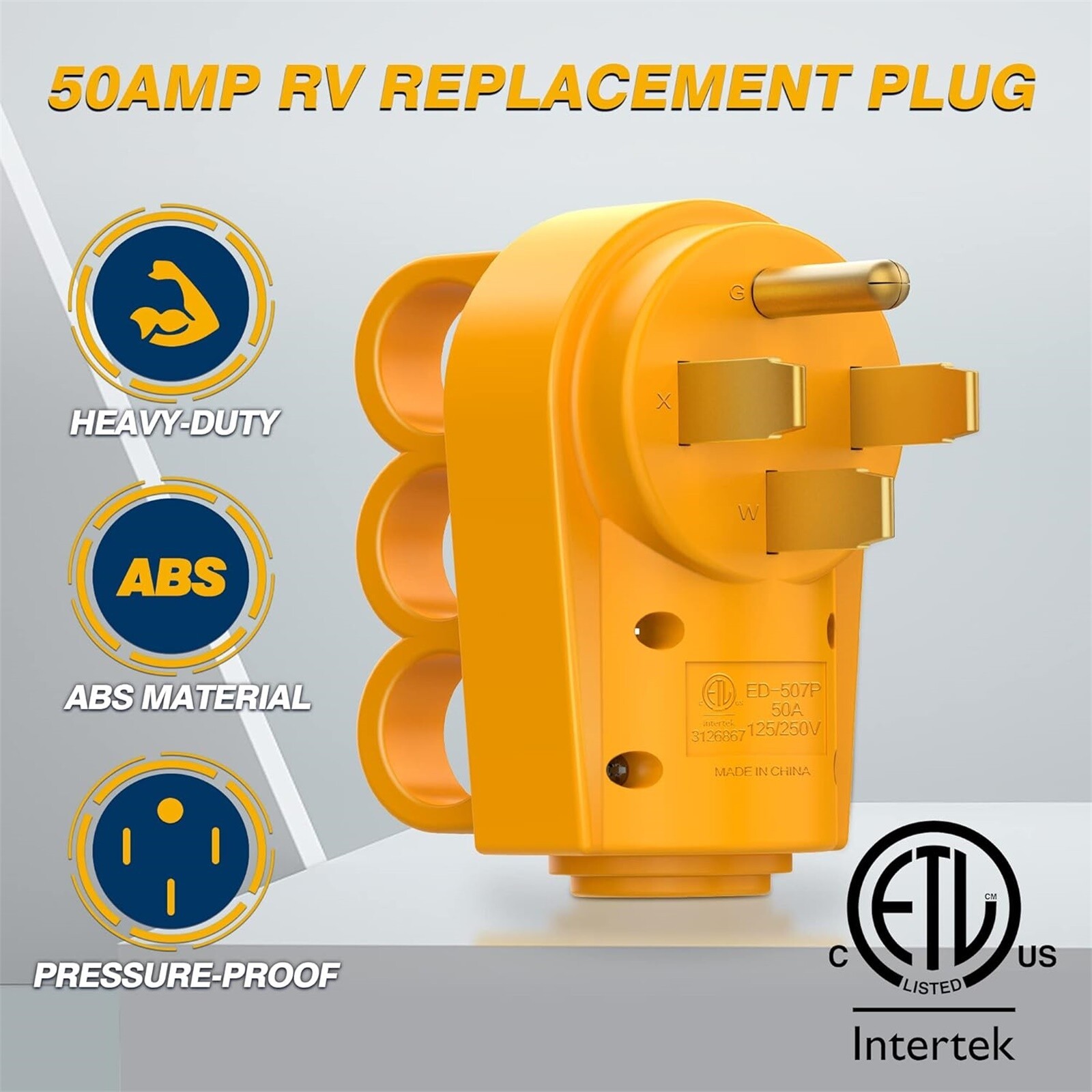 RV 50A 125/250V Receptacle Plug Male Power Cord End Replacement Electrical Plug