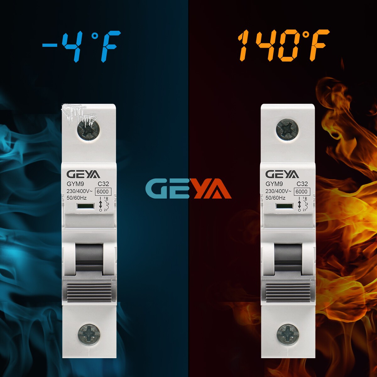 GEYA AC Mini Circuit Breaker MCB 2P 6/10/16/25/32/40/50/63A 6kA C Curves Switch
