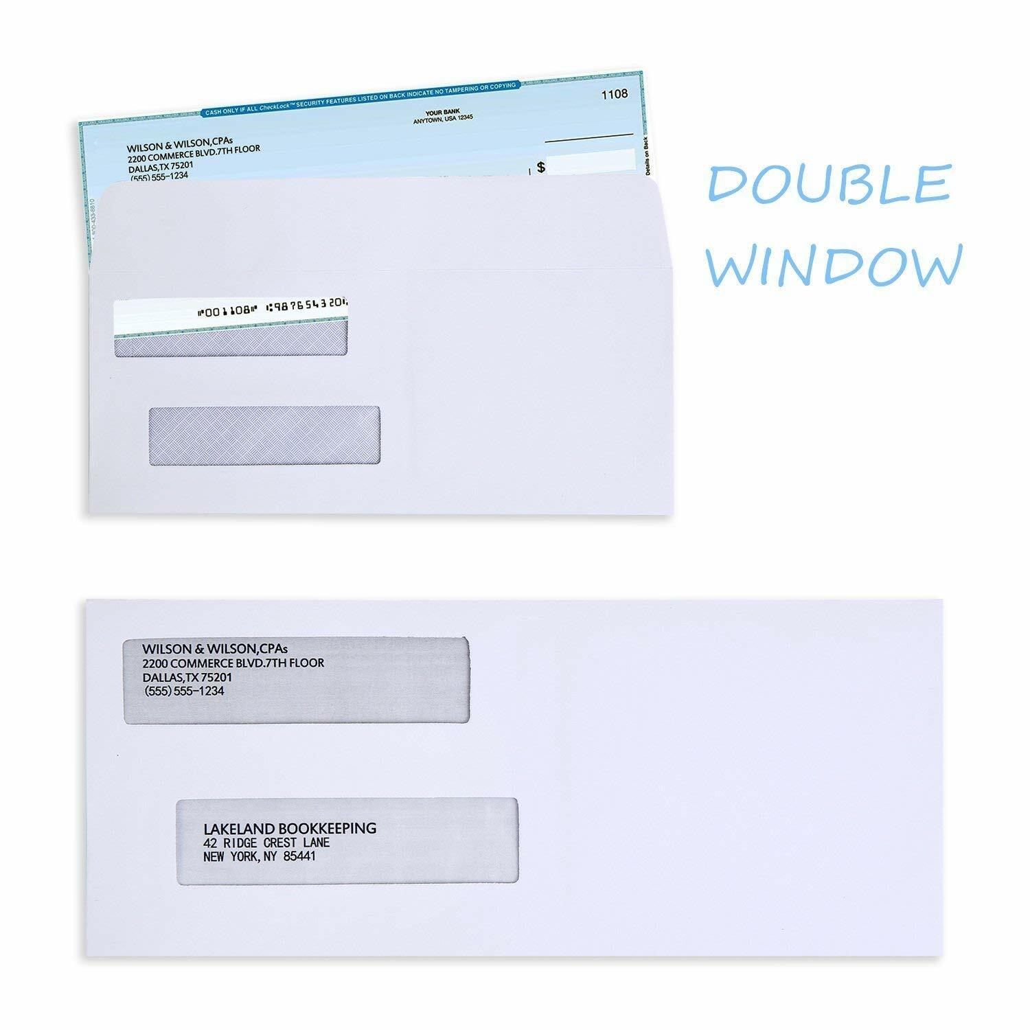 500 Count #8 Double Window Envelopes SELF SEAL Business Mailing 3 5/8″ x8 11/16″