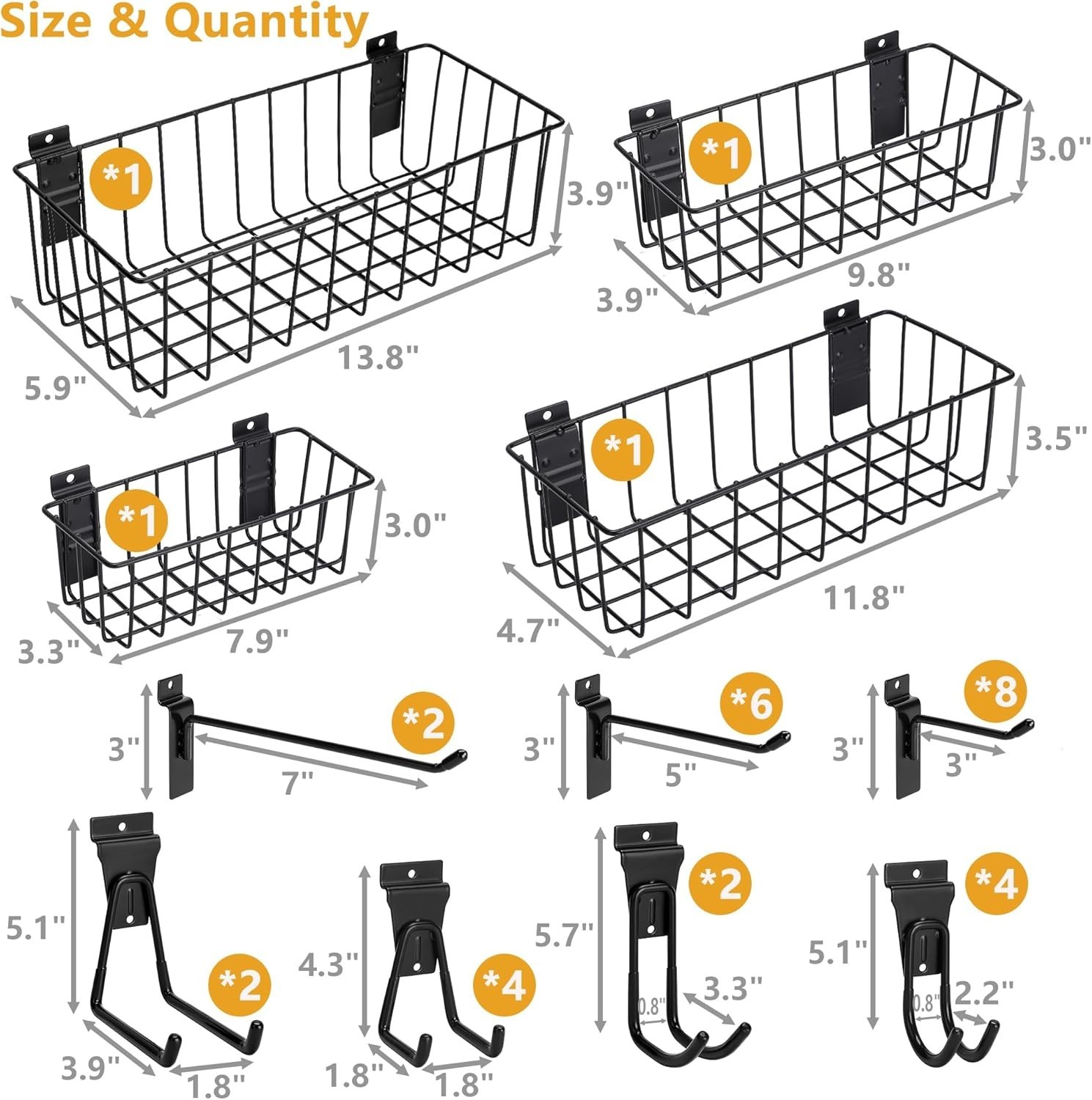 Heavy-Duty Slatwall Baskets & Hooks Slatwall Accessories Standard Slatwall