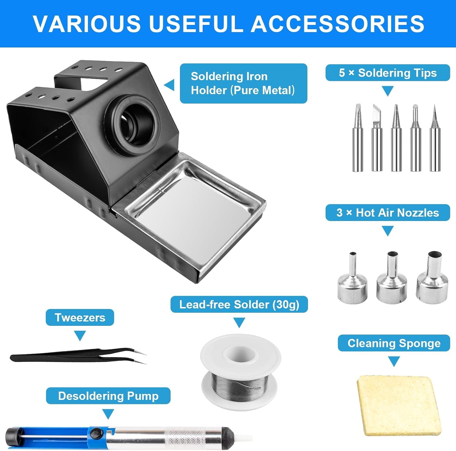 2 in 1 Hot Air Rework Soldering Iron Station Kit, Precision Circuit Board Solder