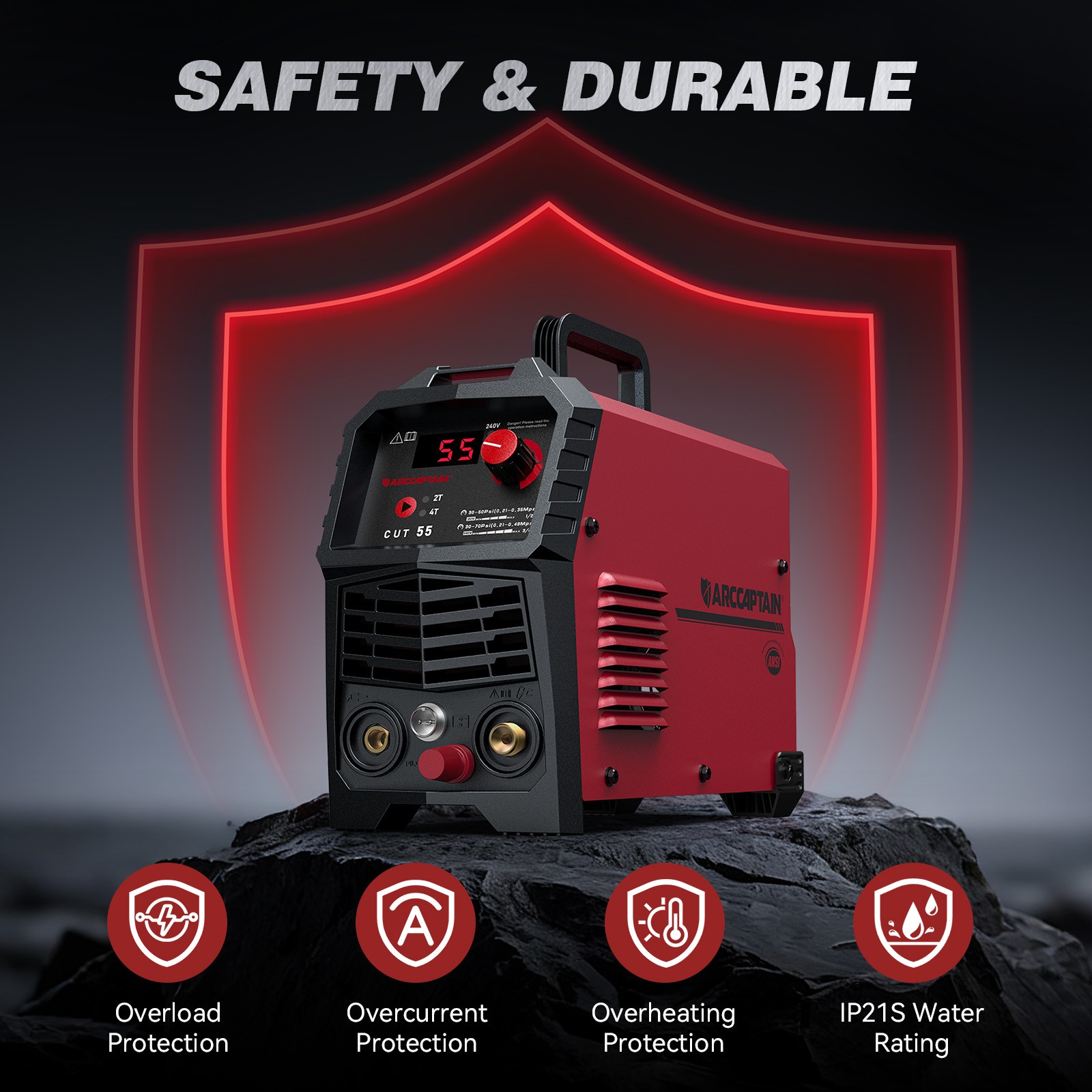 ARCCAPTAIN 55A Plasma Cutter Non-Touch Pilot Arc High-Frequency 120/240V DIGITAL