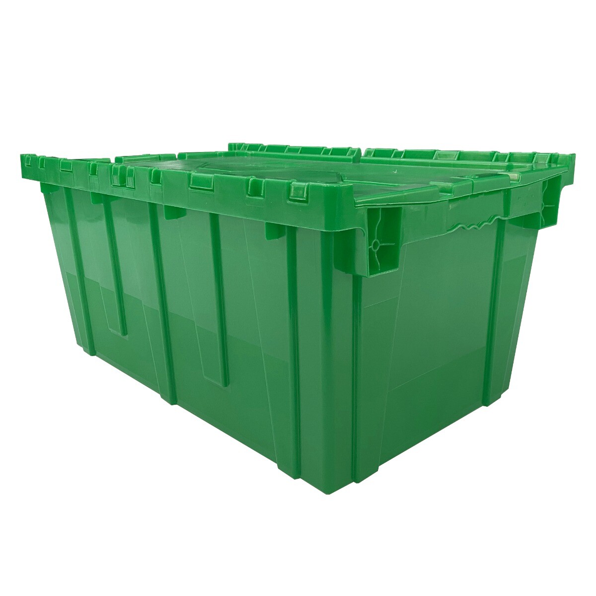 UBMOVE Storage and Packing Plastic Tote Crate Attached Lid Flip Top, 27″x17″x12″