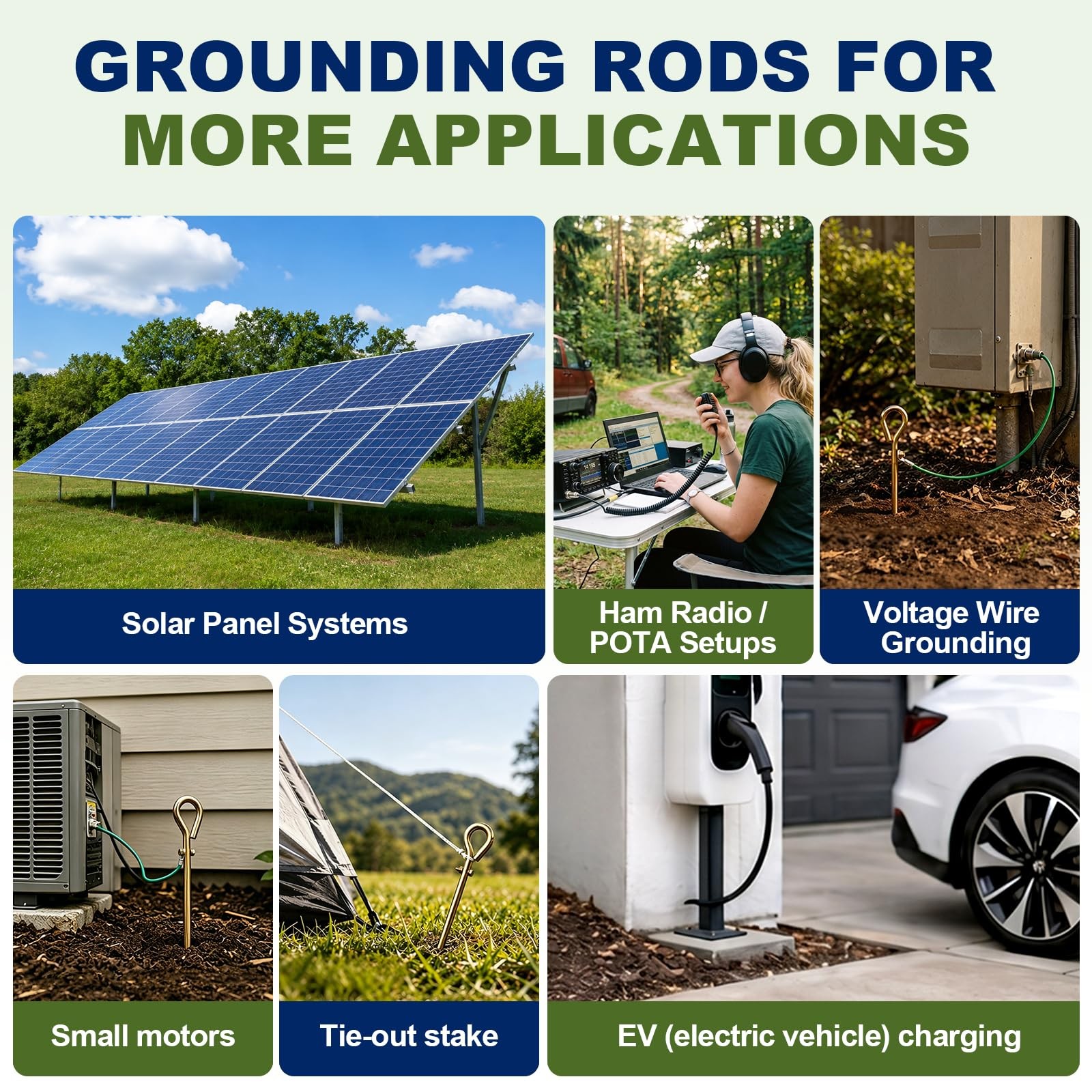 Gecyfit Portable Grounding Rod – 17.5″ Solid Steel Ground Rod for Electric Fe…