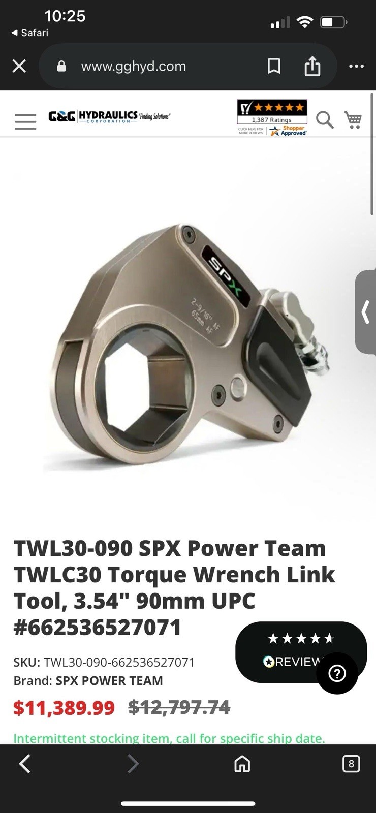 TWL30-090 SPX Power Team TWLC30 Torque Wrench Link Tool, 3.54″ 90mm