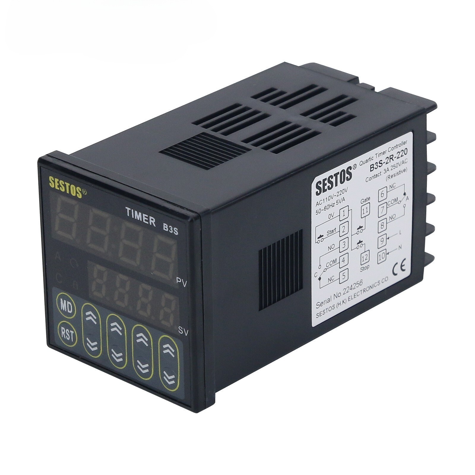 1PC Ce Ac100-240V B3S-2R-220 Sestos Digital Quartic Timer Relay Switch Relay