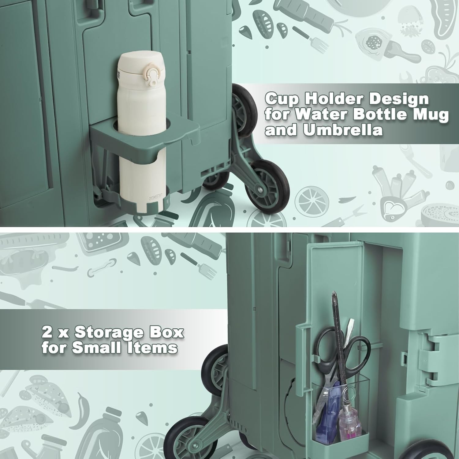Heavy-Duty Multi-Functional Rolling Cart with Adjustable Handle for Everyday Use