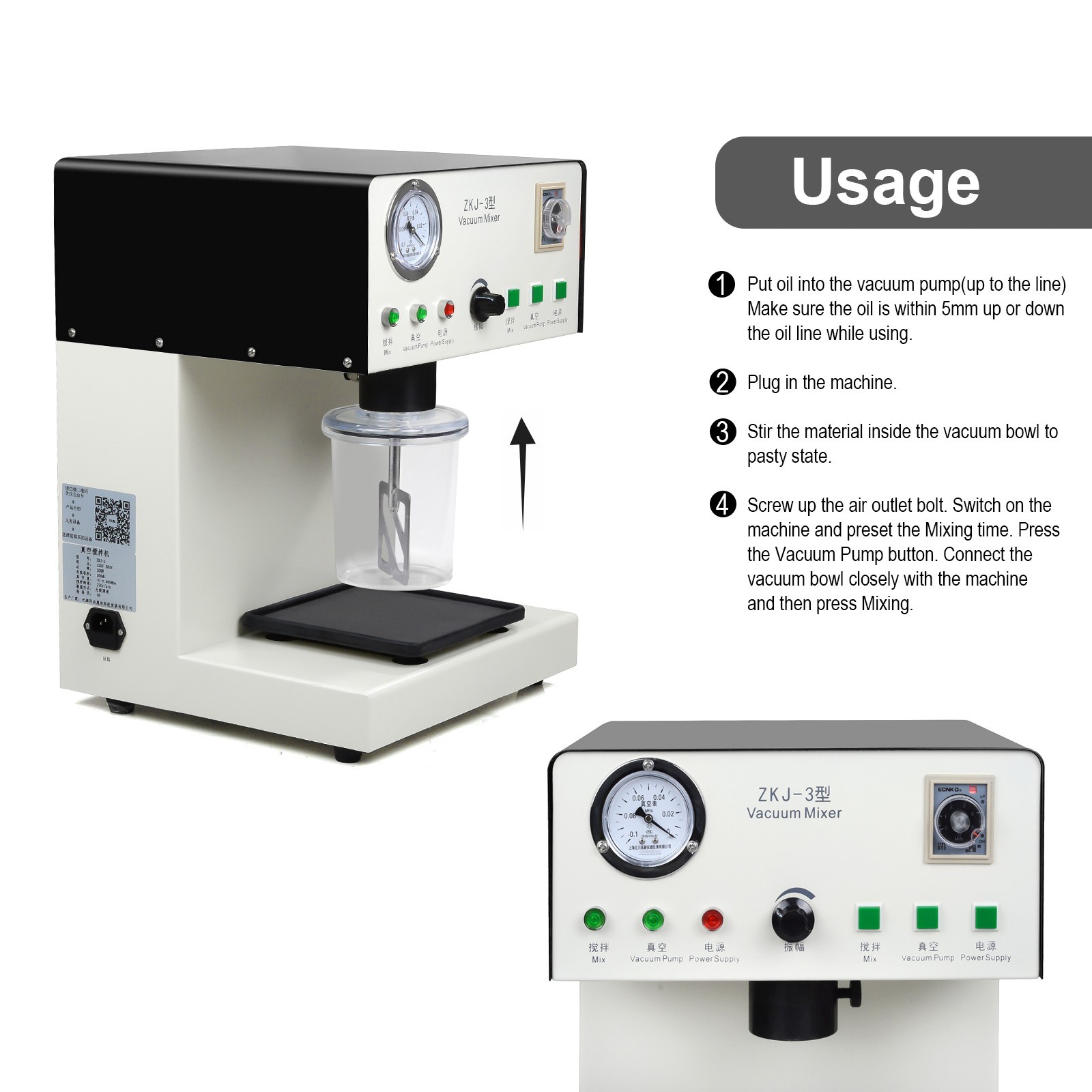 Dental Lab Vacuum Mixing & Vibrating Machine Plaster Mixer Built-in Vacuum Pump