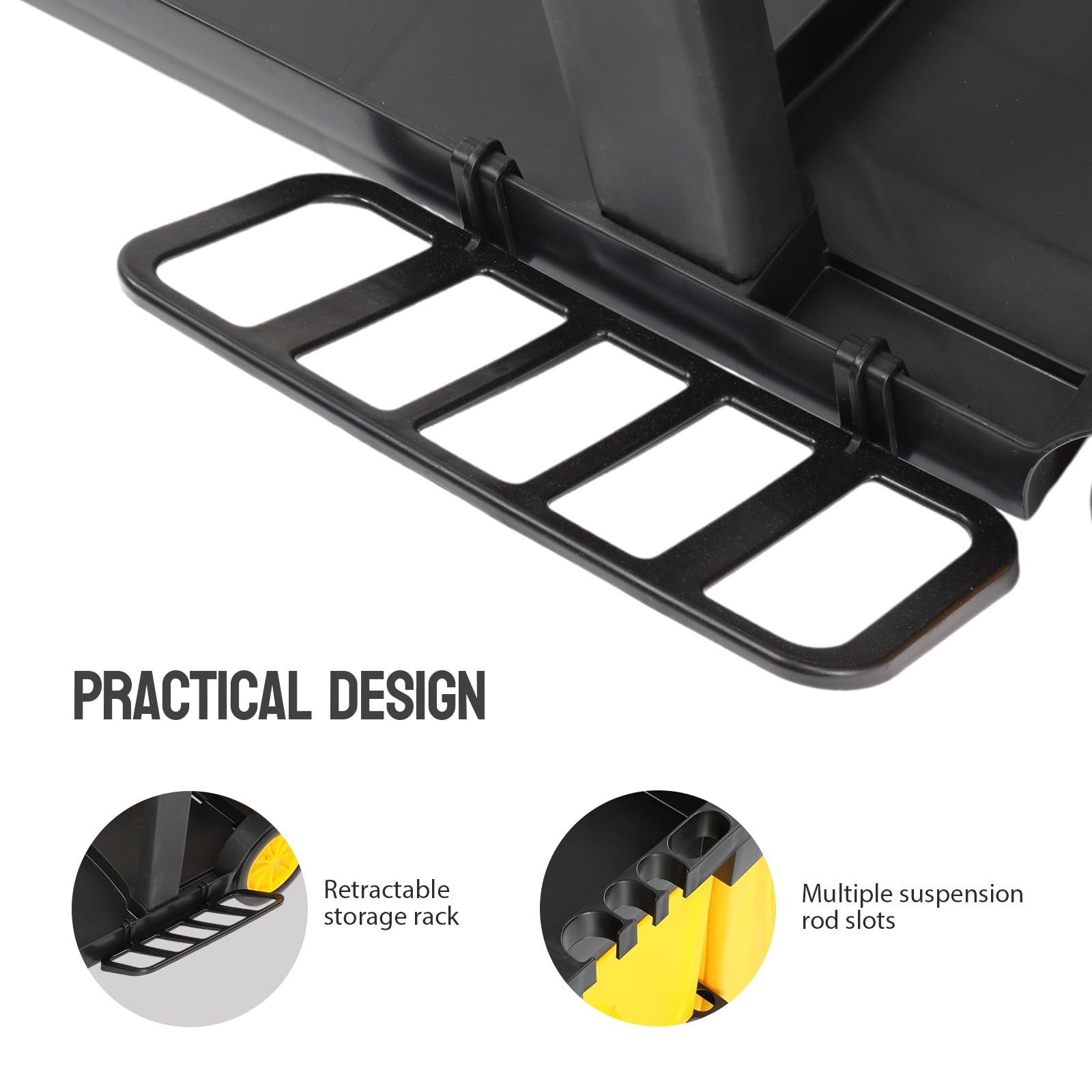 TUFFIOM 3-Shelf Janitorial Cart with Key-Locking Cabinet, Black/Yellow Vinyl Bag