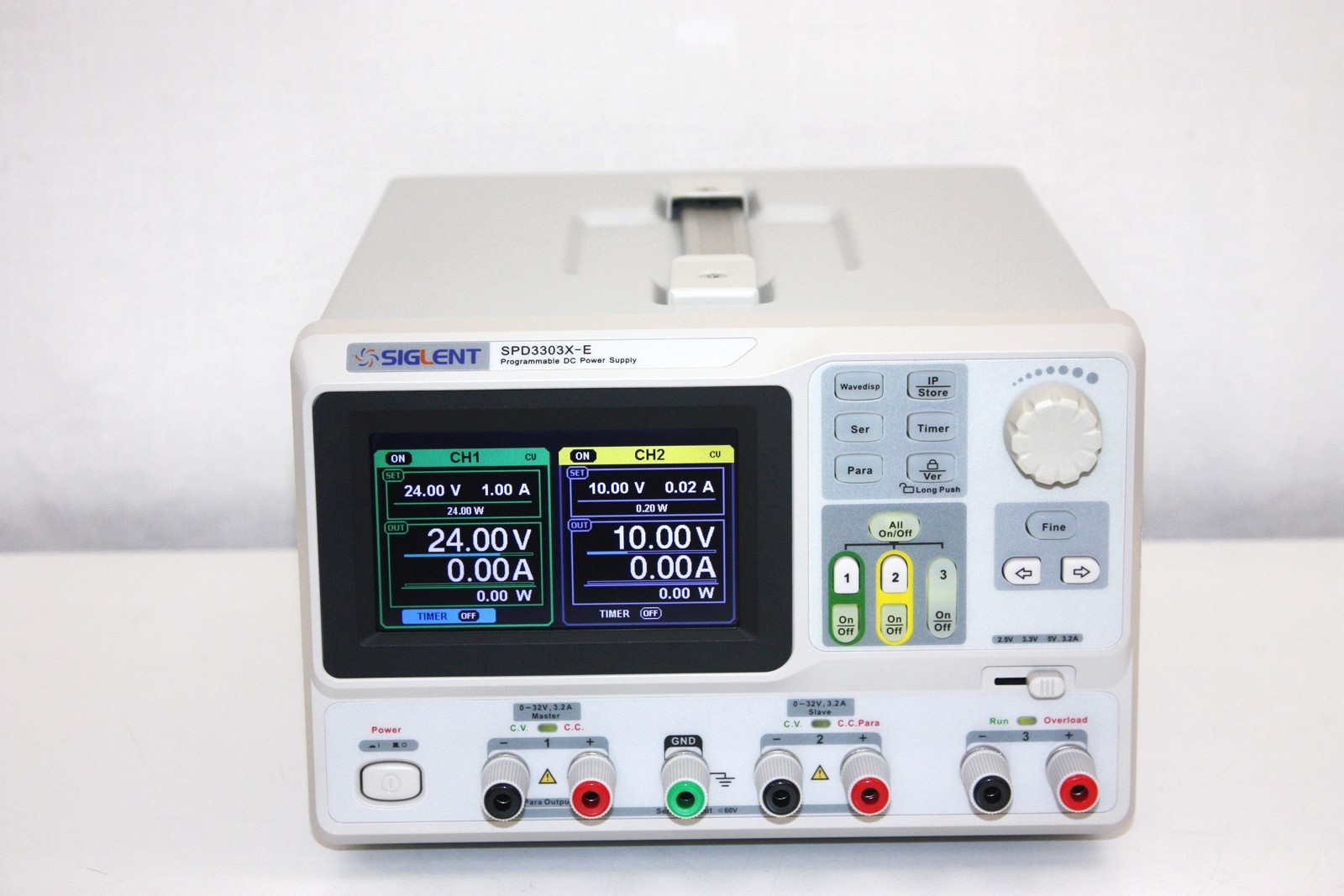 Siglent SPD3303X-E Programmable DC Power Supply, LCD, 2x: 0-32V, 1x: 2.5,3.3,5V
