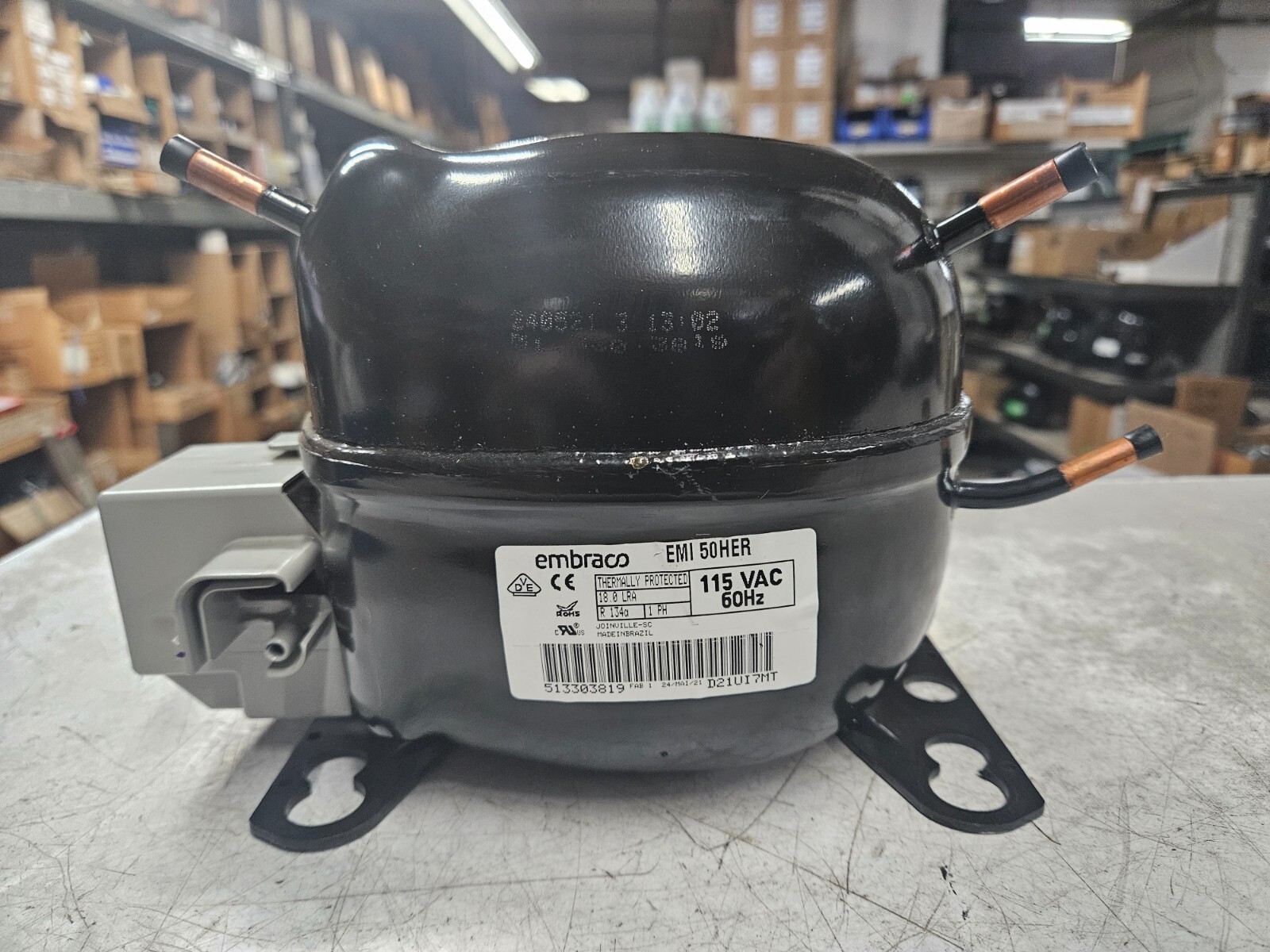 EMBRACO EMI 50HER 1/6HP 115V 1PH 60HZ R-ONE THIRTY FOUR A REF. COMPRESSOR