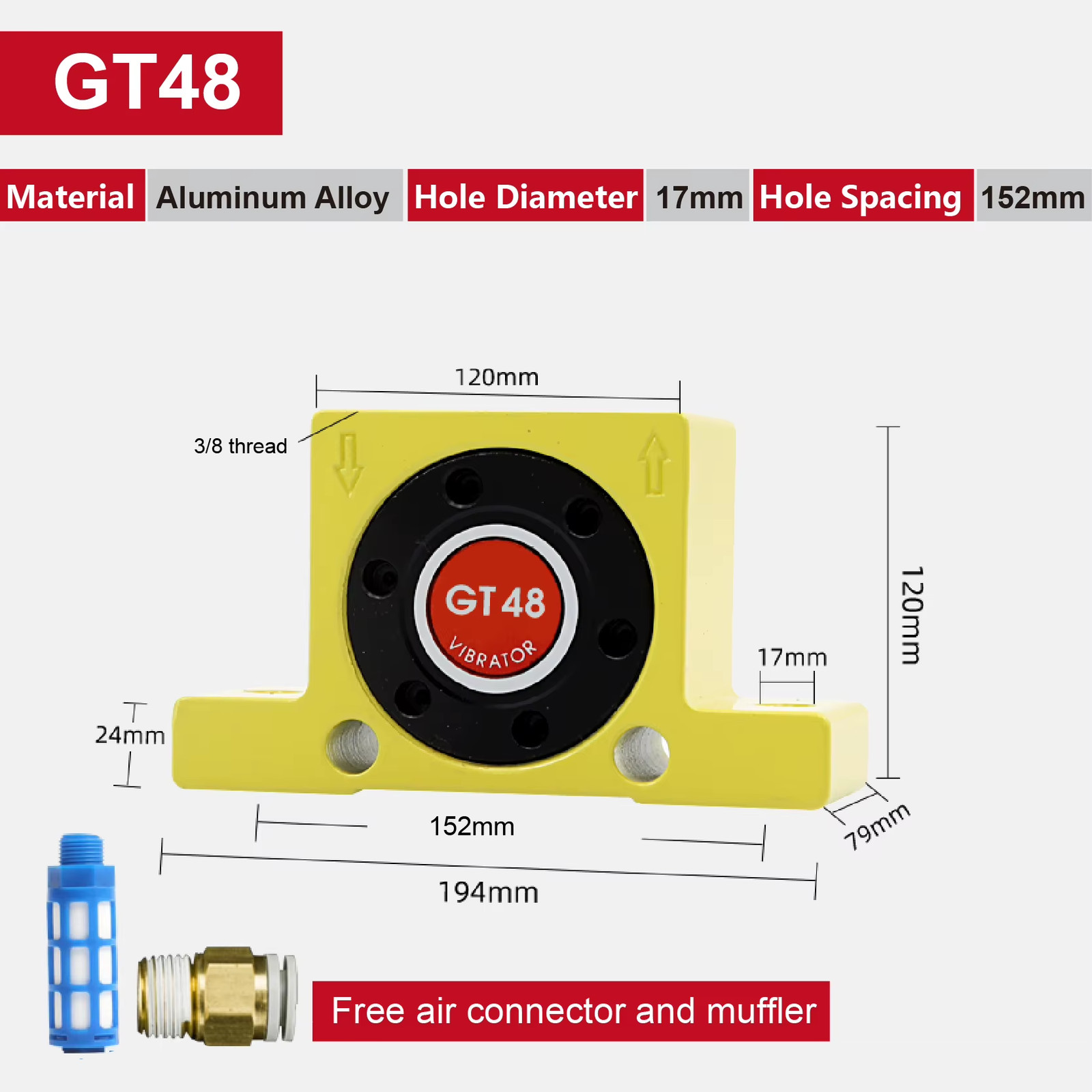 Pneumatic Turbine Vibrator GT4 GT6 GT8 GT10 GT13 GT16 GT20 GT25 GT30 Air Vibrato