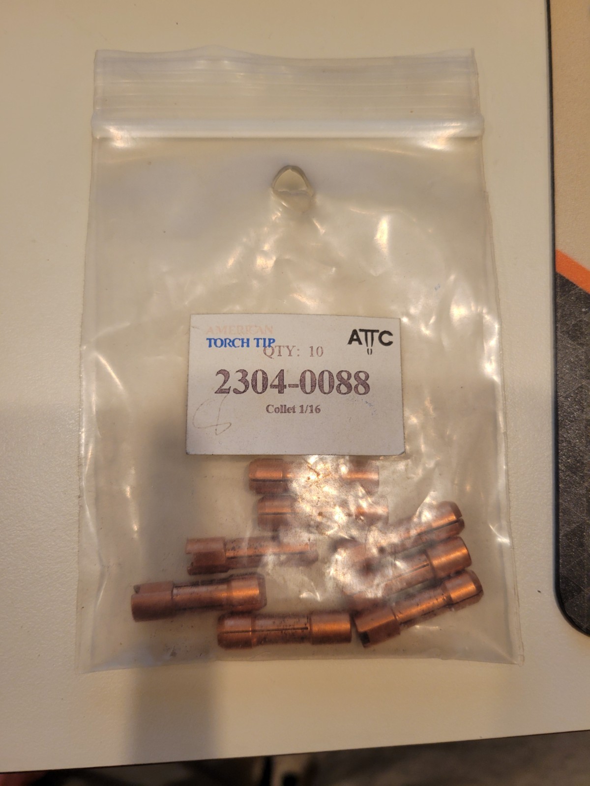 ATTC 2304-0088 TIG COLLET 8/PKG 1/16, WELDCRAFT-STYLE