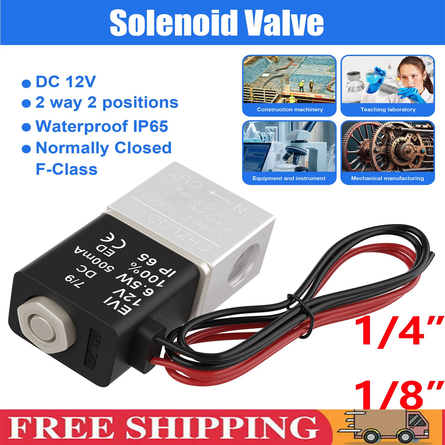 1/4″ Inch Electric Air Water Fast Response Solenoid Valve Normally Closed 24V DC