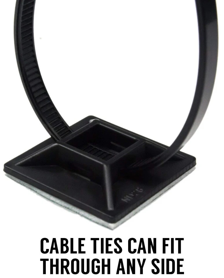 25PCS CABLE ZIP TIE WRAP ADHESIVE MOUNTING BASE HS100 SMALL BLACK 1/2 X 1/2