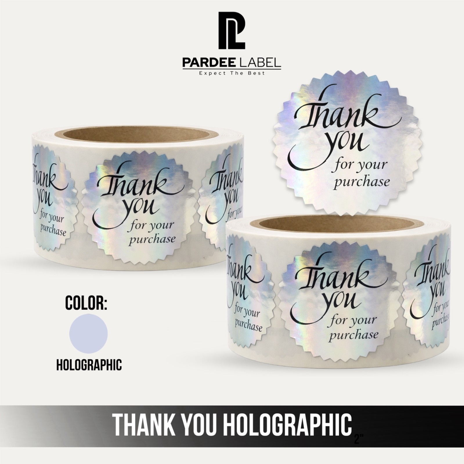Thank You Holographic Stickers 2″ Starburst Labels 250/Roll Packaging Seal