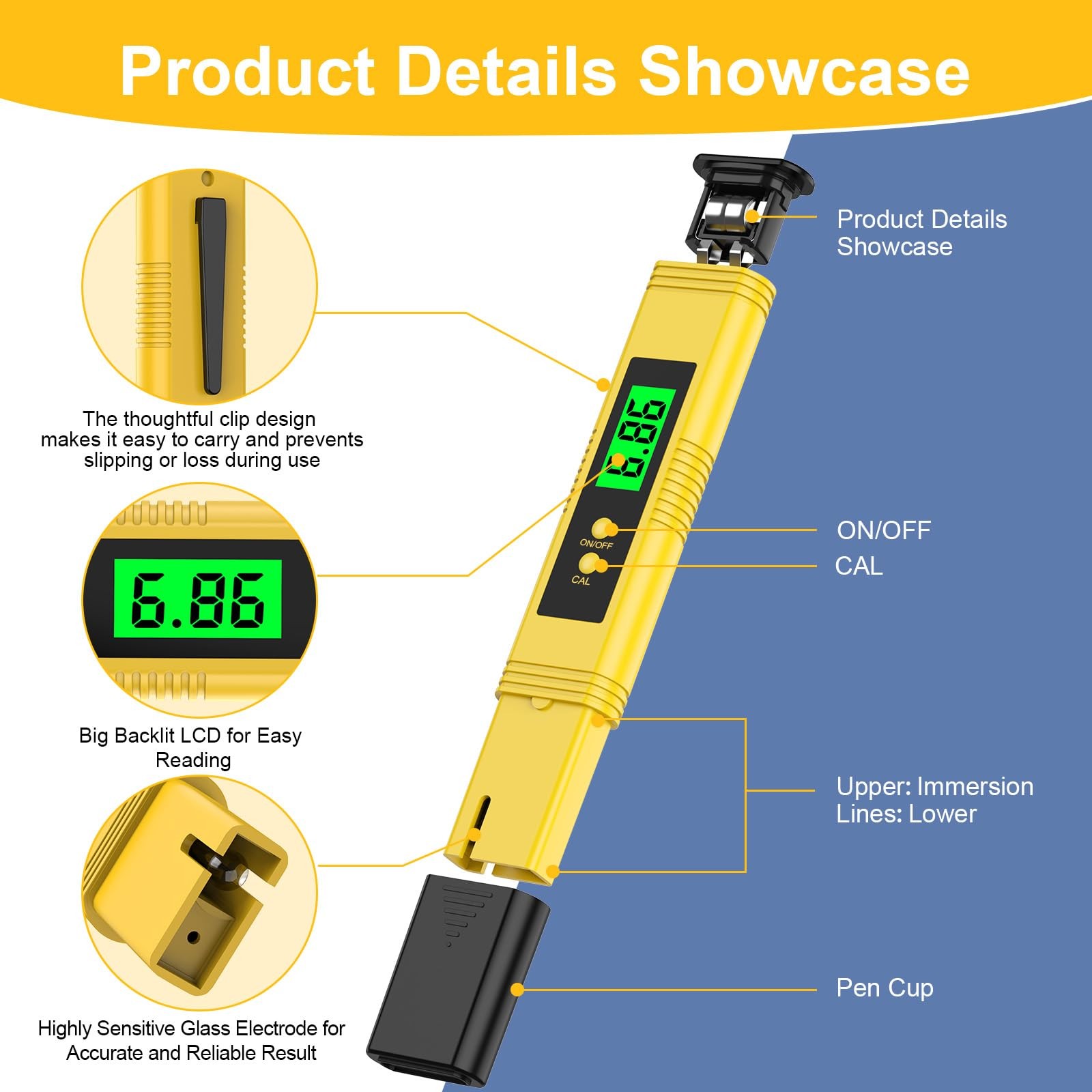 2025 All-New pH Meter for Water – High Accuracy Digital Yellow, Yellow