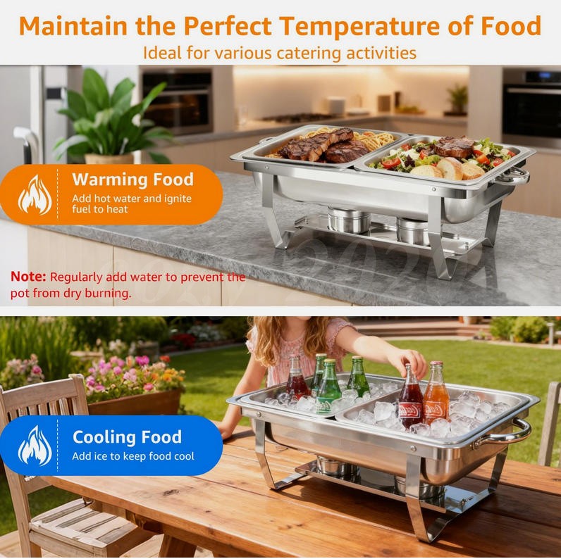 2/4/6/8Pack Chafing Dish Buffet Set 316 Stainless Steel Chafer for Catering 12QT