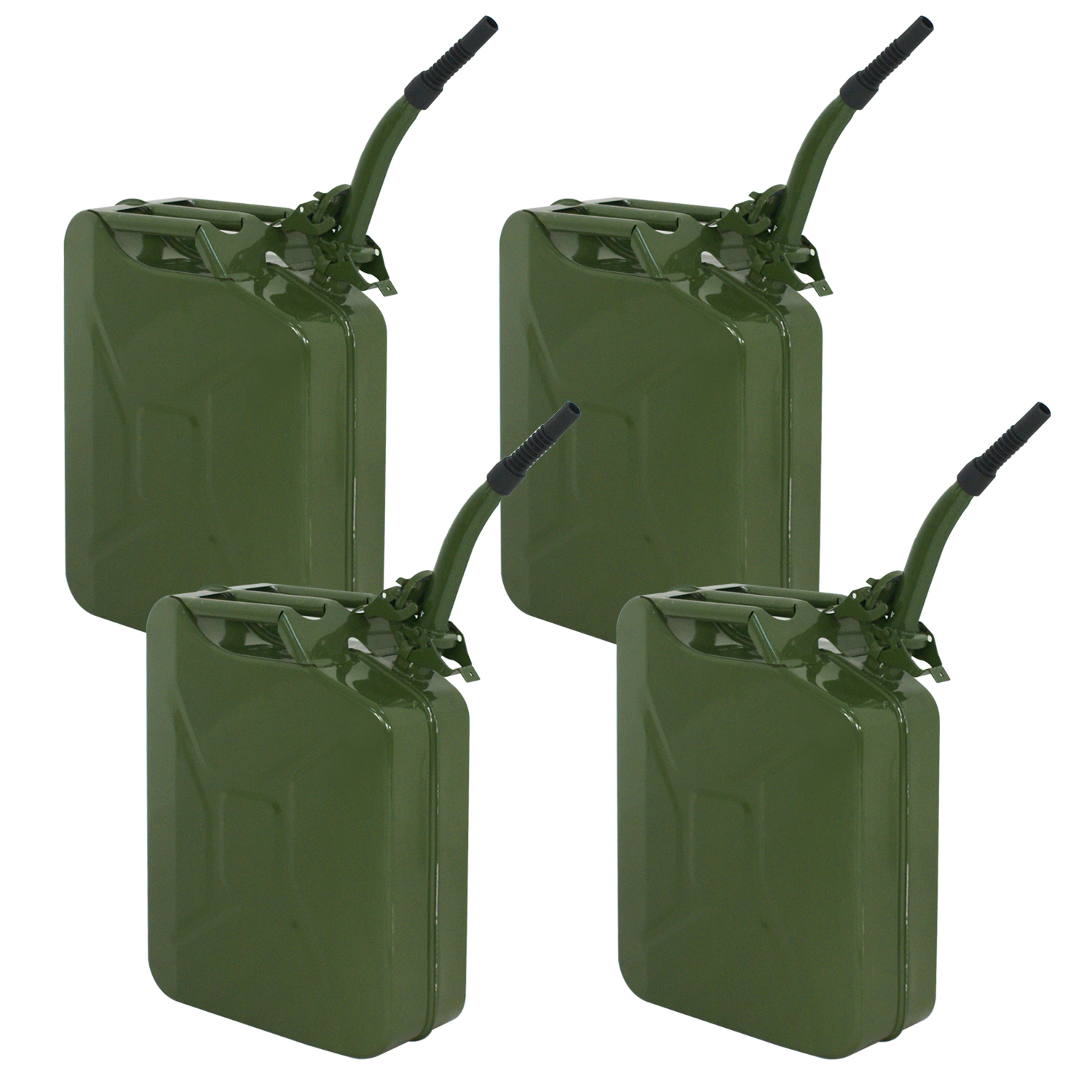 4PCS Jerry Can 5Gal 20L Metal oline Caddy Can Tank Emergency Backup Green