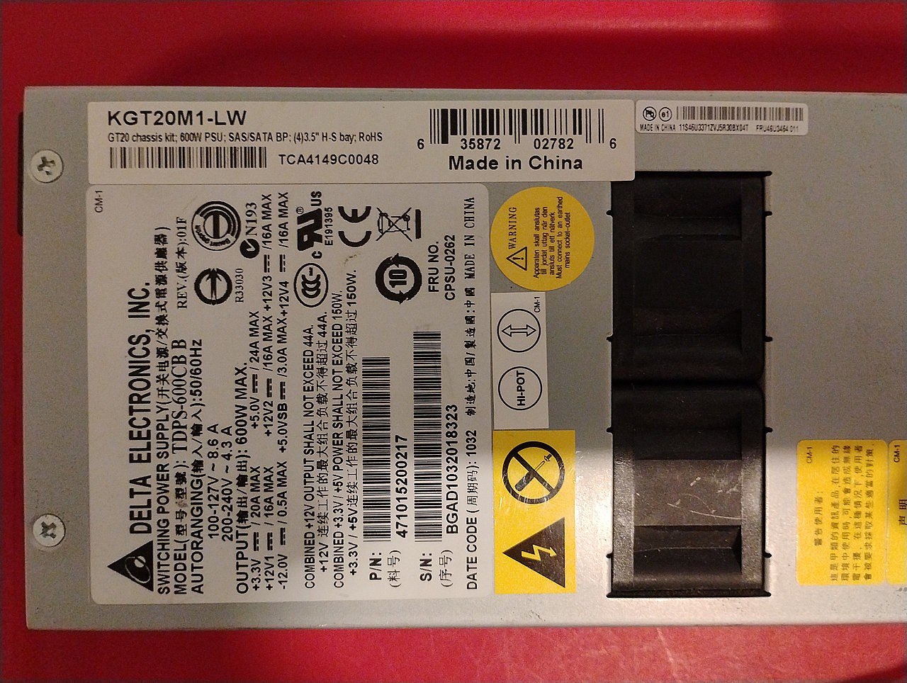 Delta TDPS-600CB B 600W Server Power Supply 24 + 2X8 + 2X4 Lenovo & Other Brands