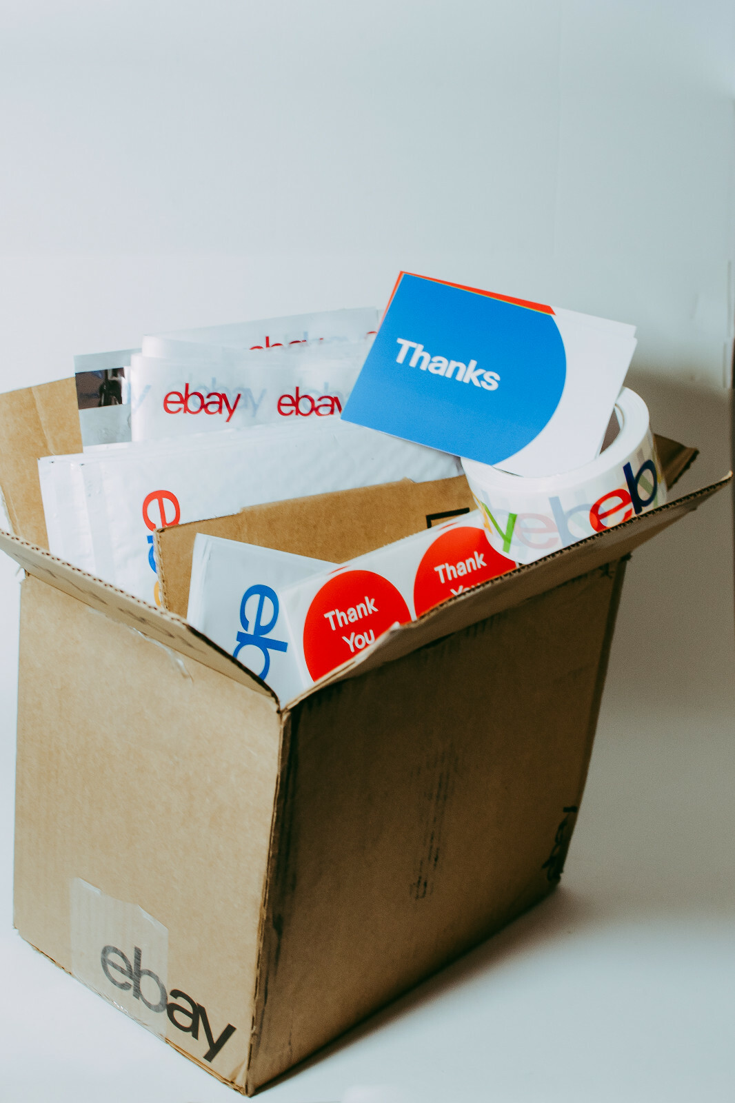 42 Ebay Branded Shipping Supplies STARTER KIT Box Envelopes Tape Tissue Postcard