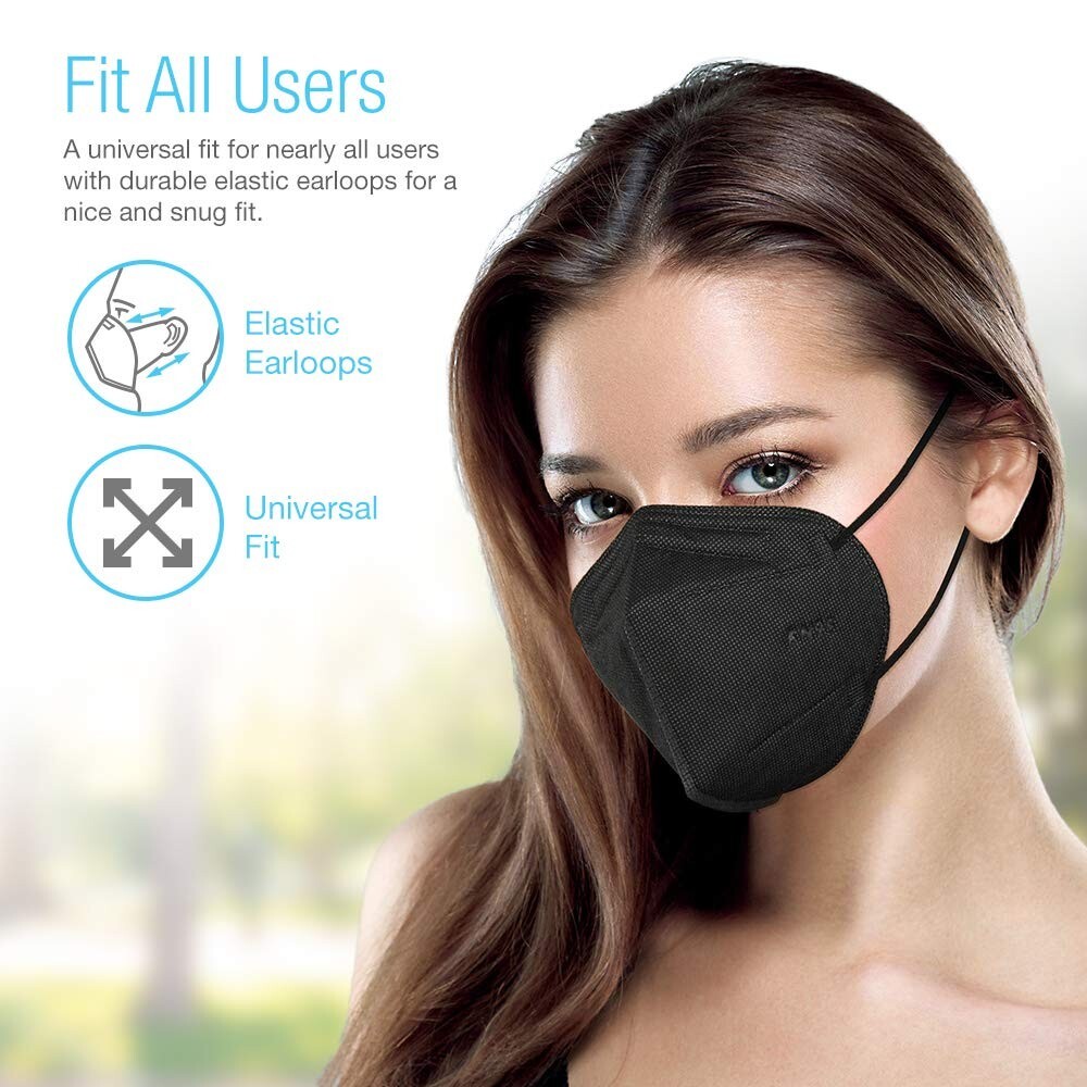 SUNCOO Protective KN95 Face Mask – 20 Pack, 5 Layers Cup Dust Filter – Black
